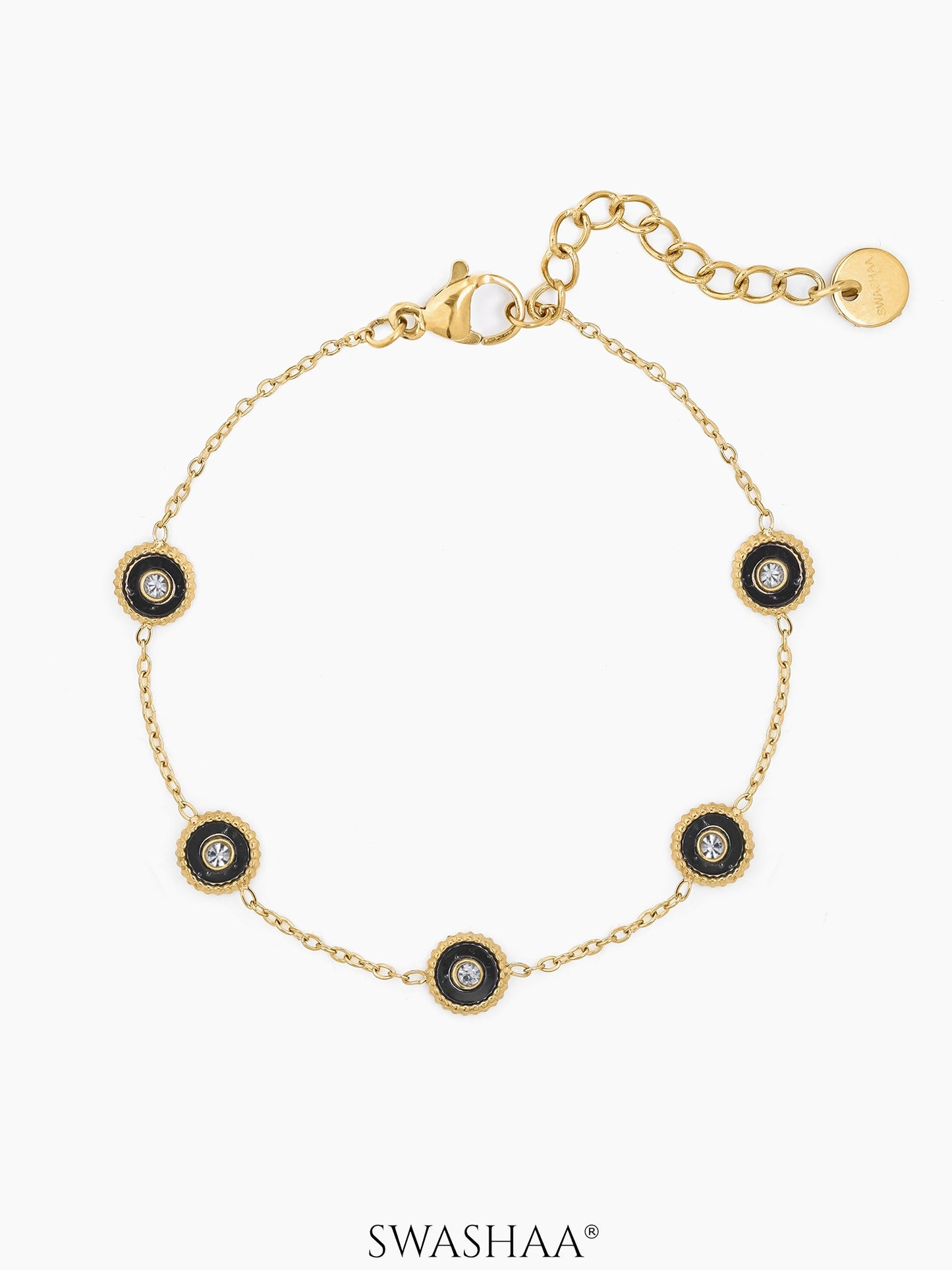 Maelis Black Charms Bracelet 14K Gold Plated