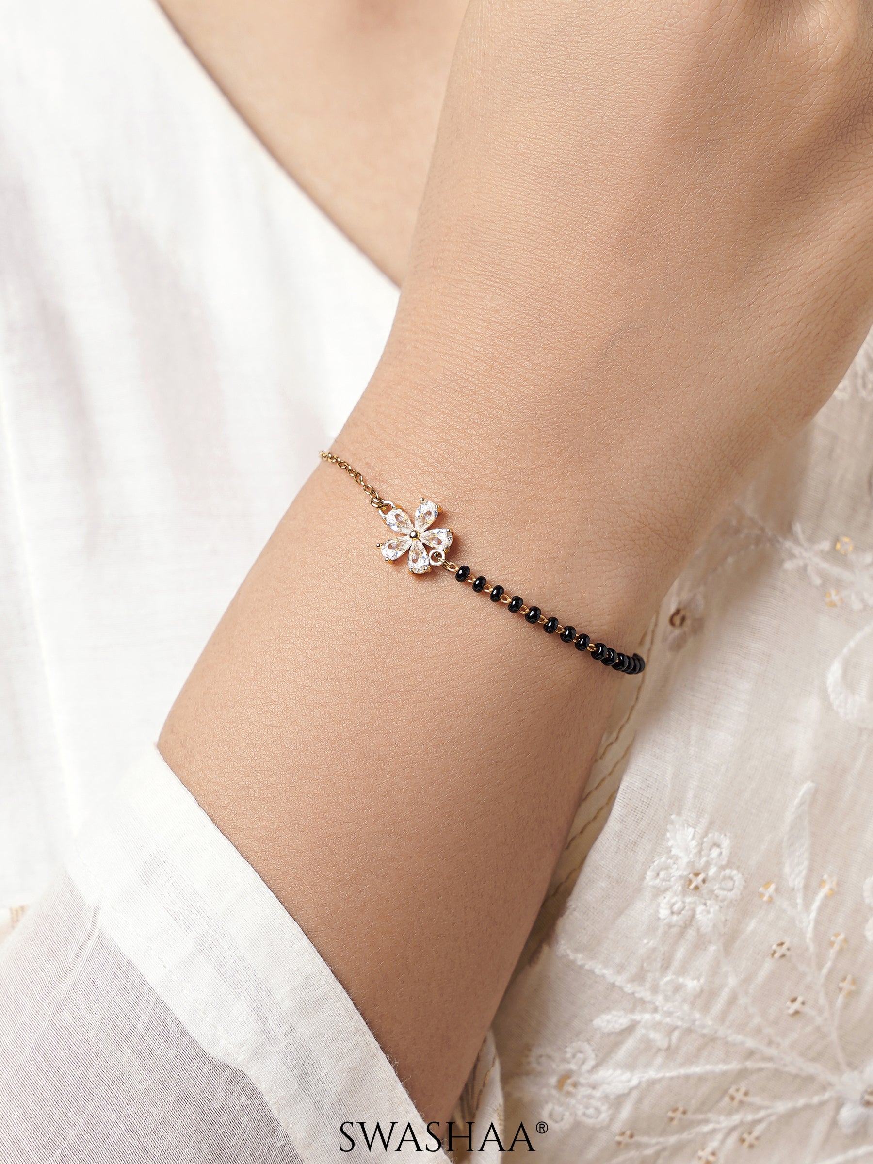 Meher Flower Diamond Mangalsutra Bracelet
