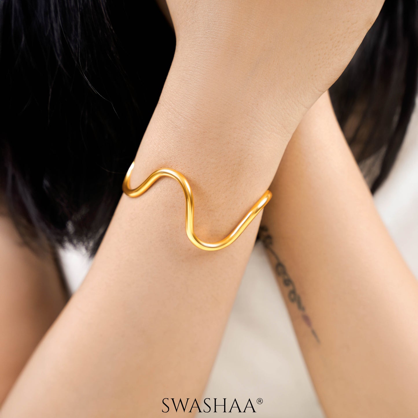 Marcella 18K Gold Plated Cuff Kada Bracelet