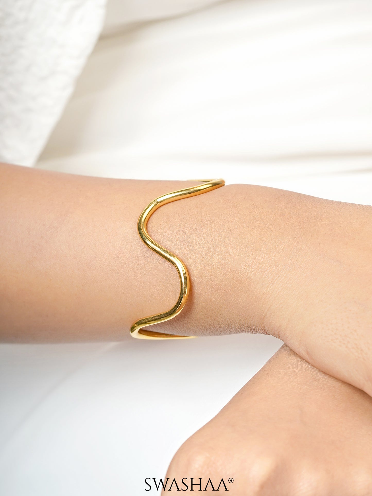 Marcella 18K Gold Plated Cuff Kada Bracelet