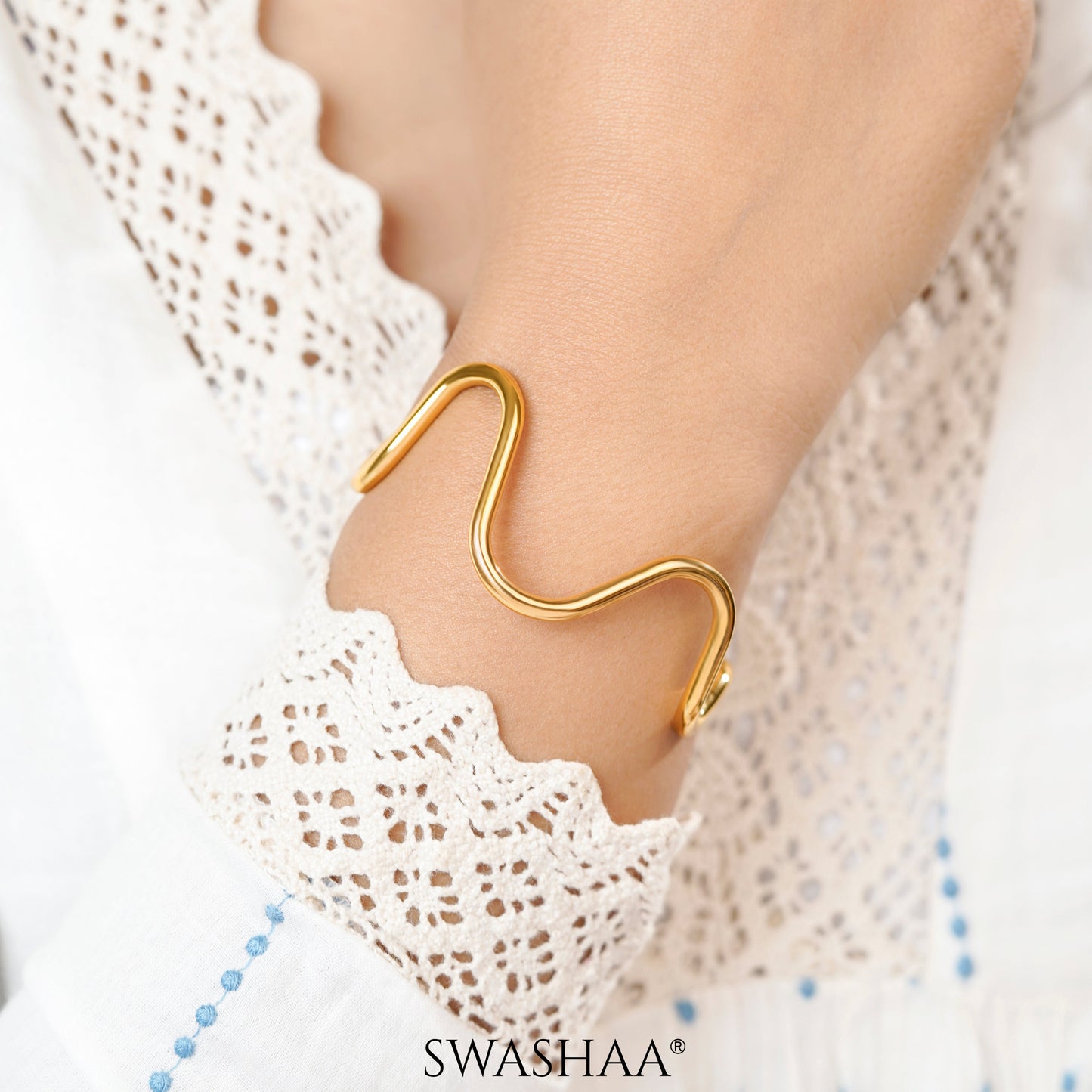 Marcella 18K Gold Plated Cuff Kada Bracelet