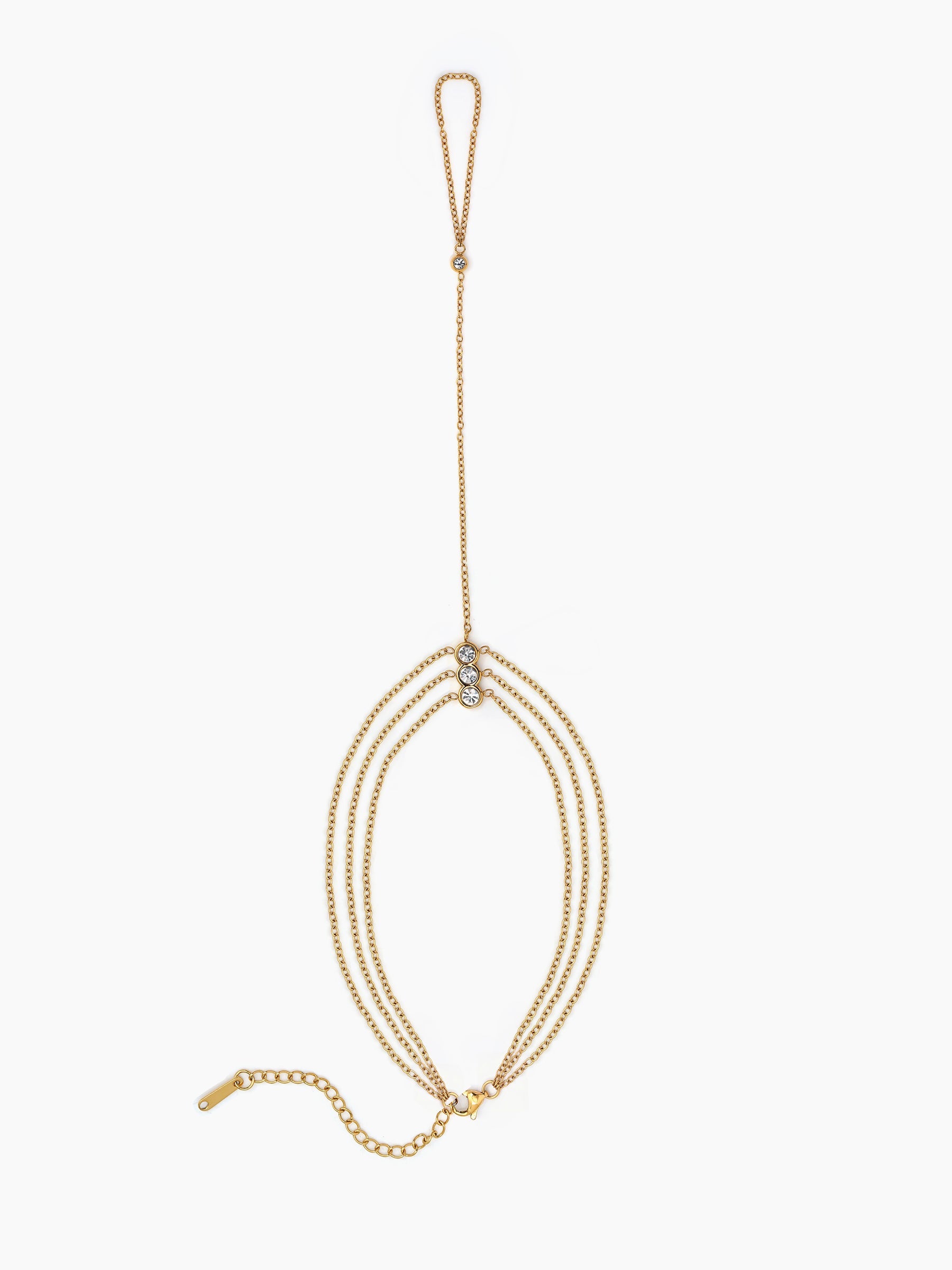 Maristel Diamond Layered Chain 18K Gold Plated Ring Bracelet Gold