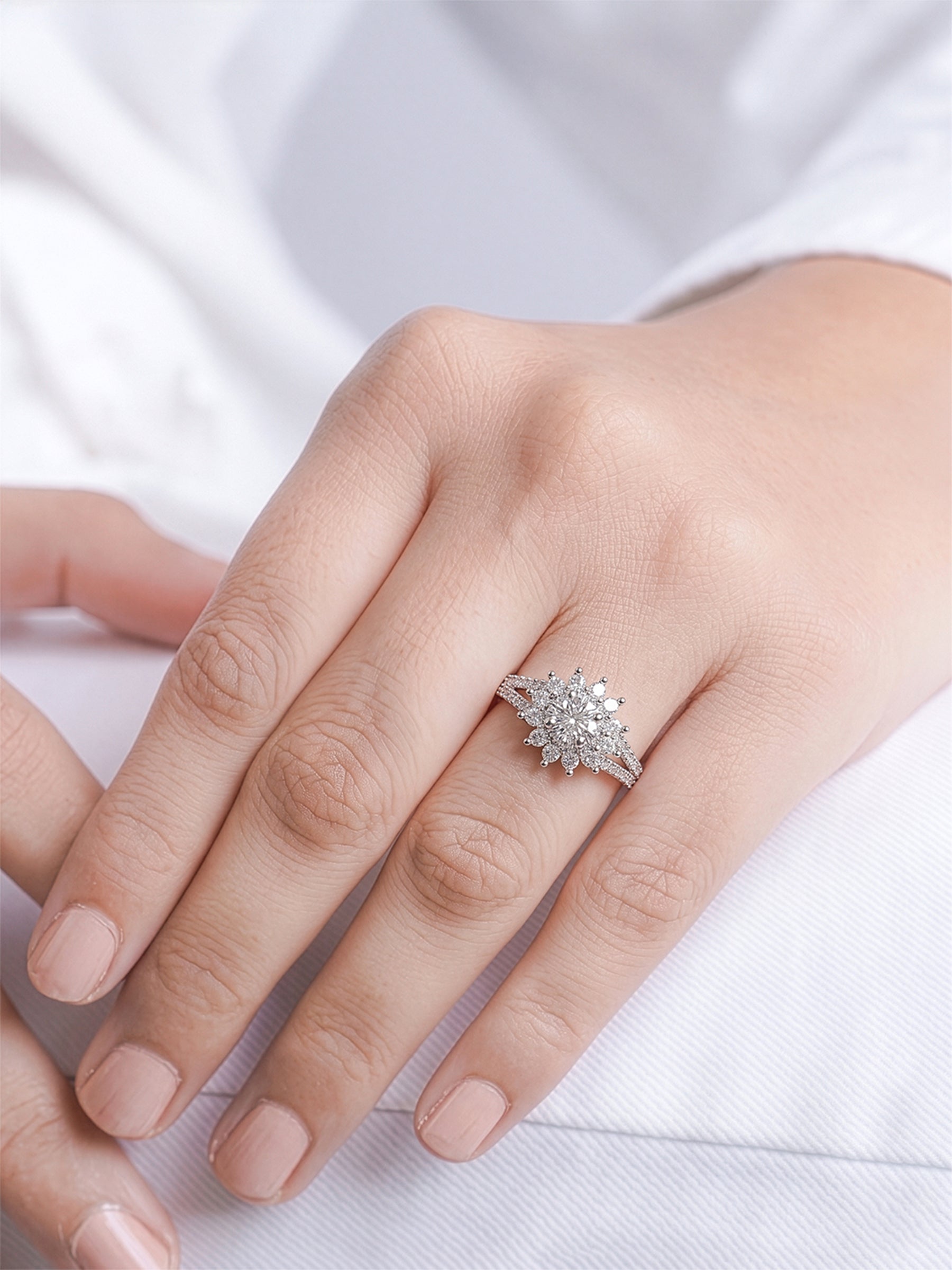 Marivelle Flora Solitaire Ring