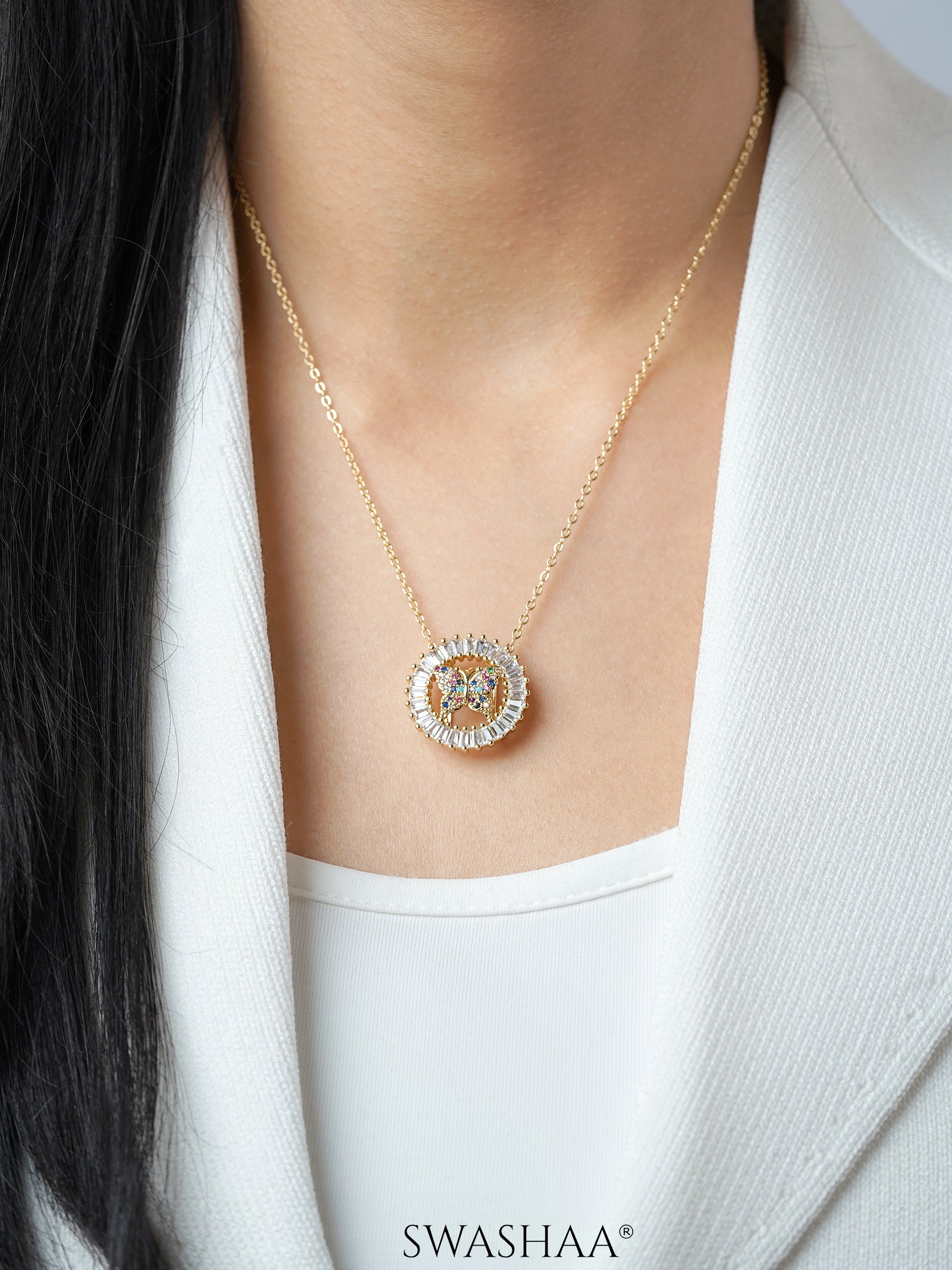 Marquise Butterfly 18K Gold Plated Necklace