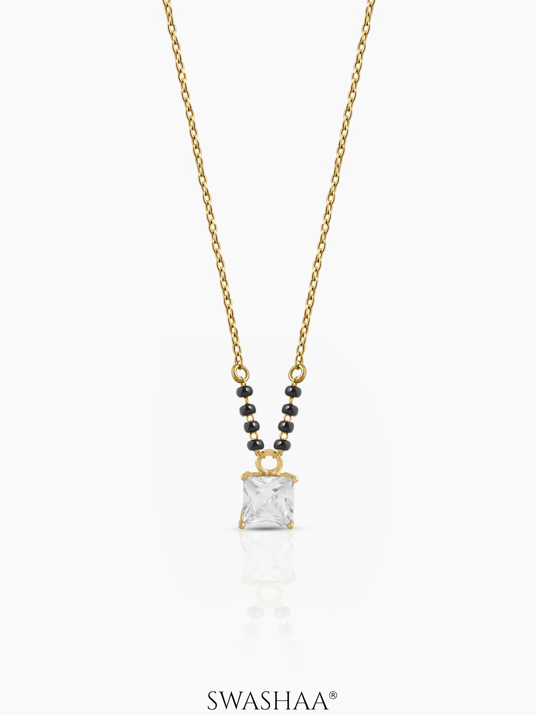 Mehali Princess Square Solitaire Mangalsutra 18K Gold Plated
