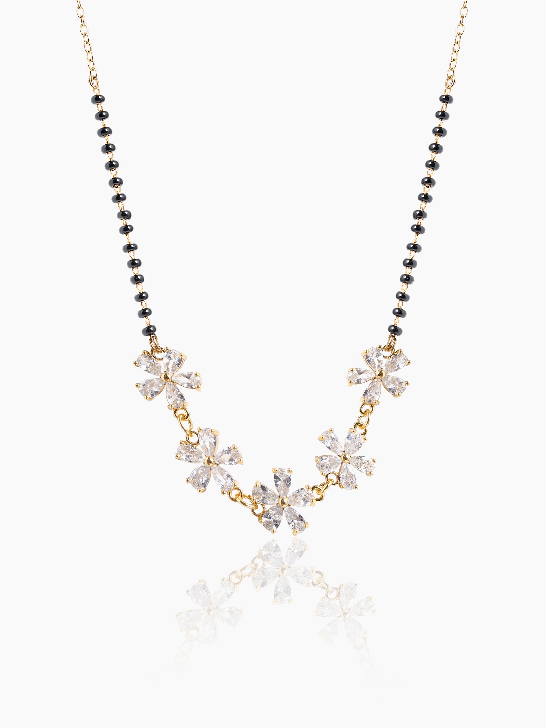 Meher Flower Diamond 18K Gold Plated Mangalsutra Gold