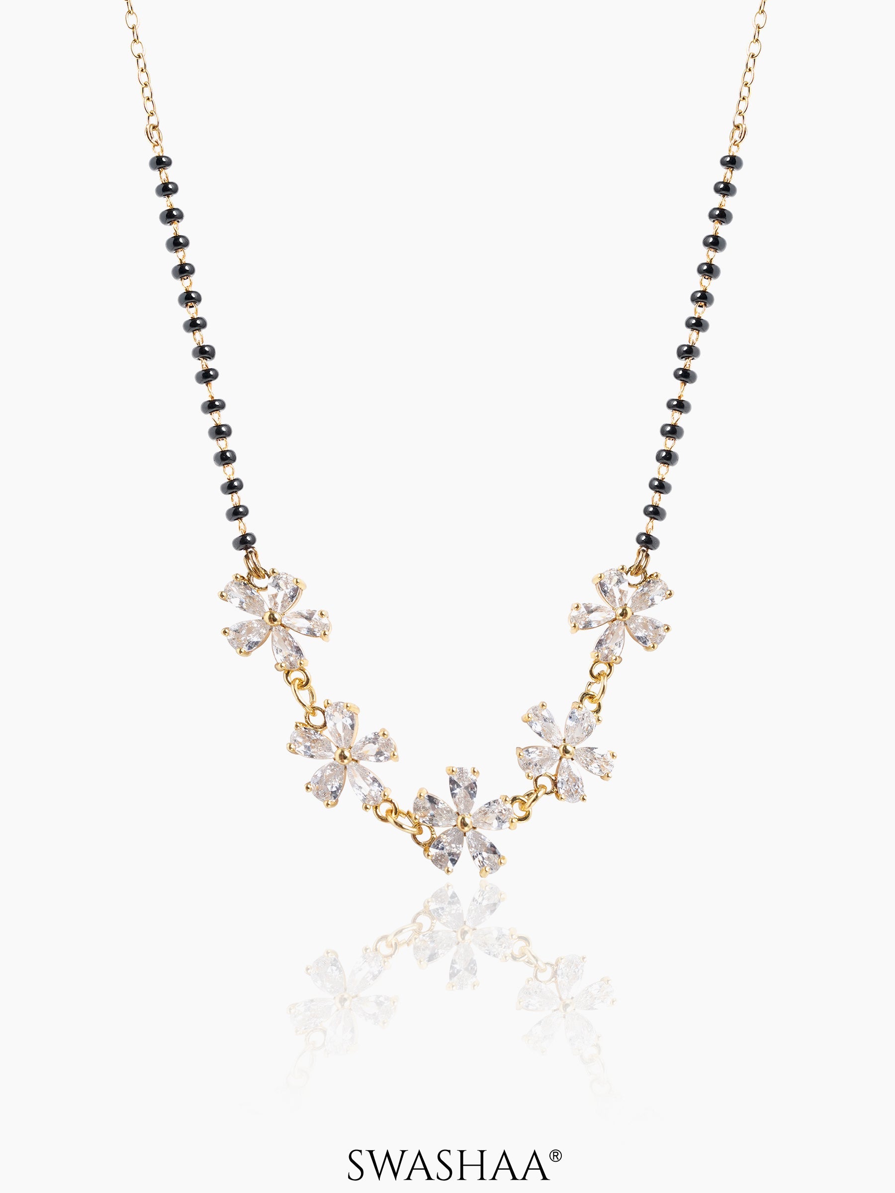 Meher Flower Diamond Mangalsutra 18K Gold Plated