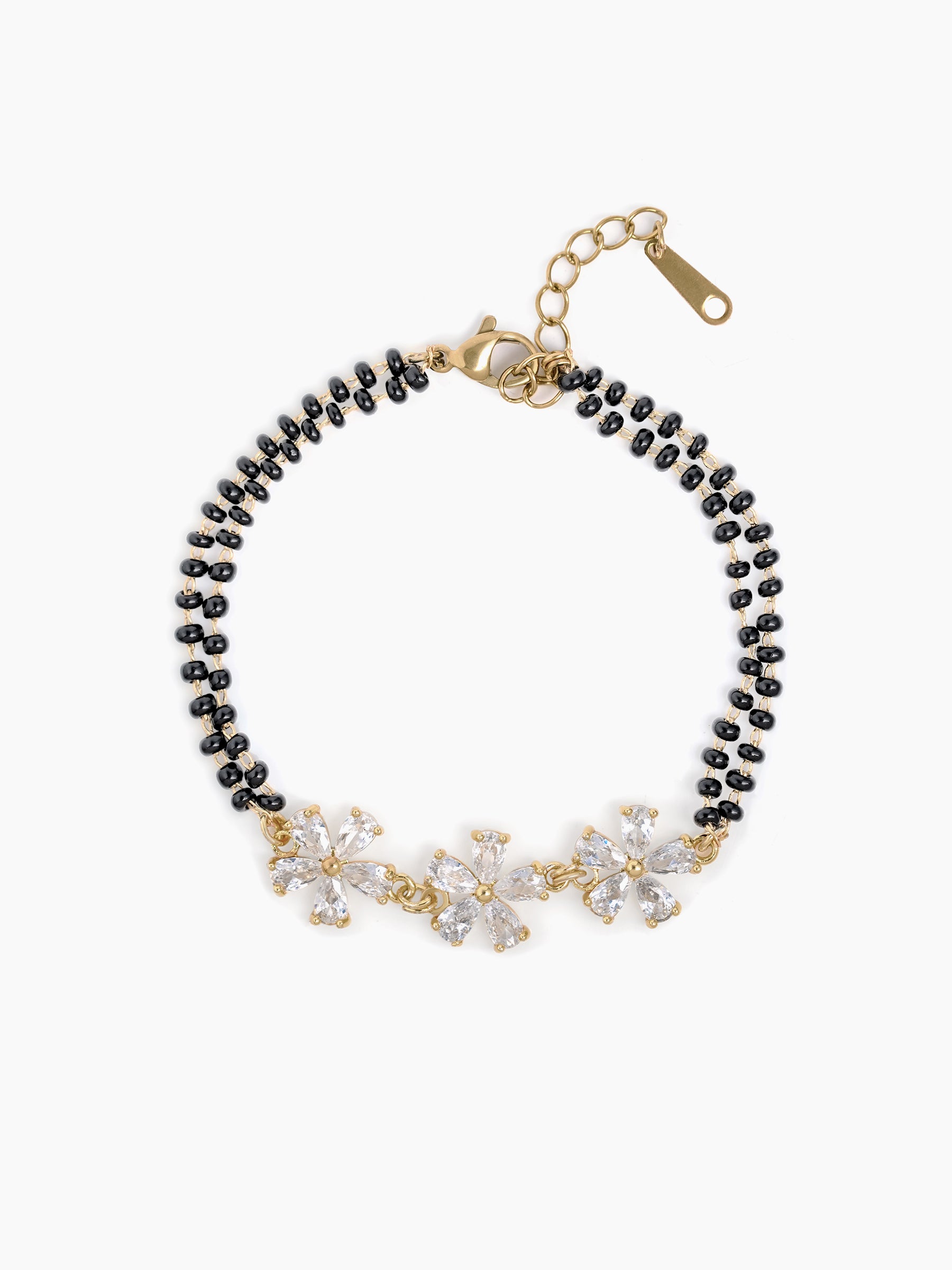 Meher Trio Flower Diamond 18K Gold Plated Mangalsutra Bracelet