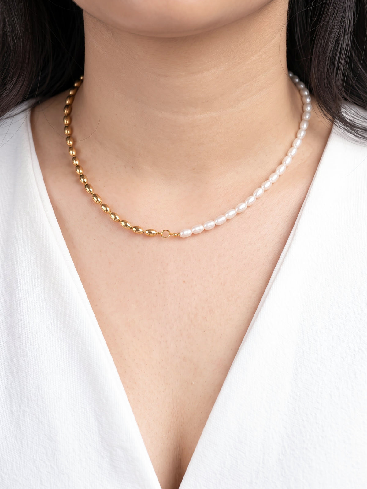 Milena Pearl Beaded Chain Necklace