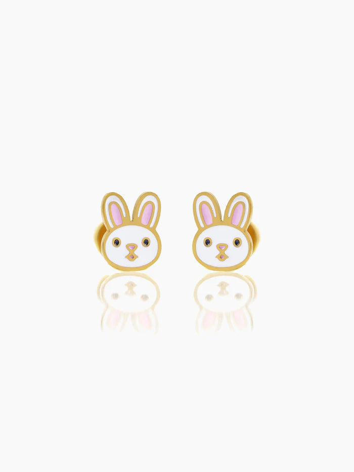 Mini Rabbit Face18K Gold Plated Kid's Earrings