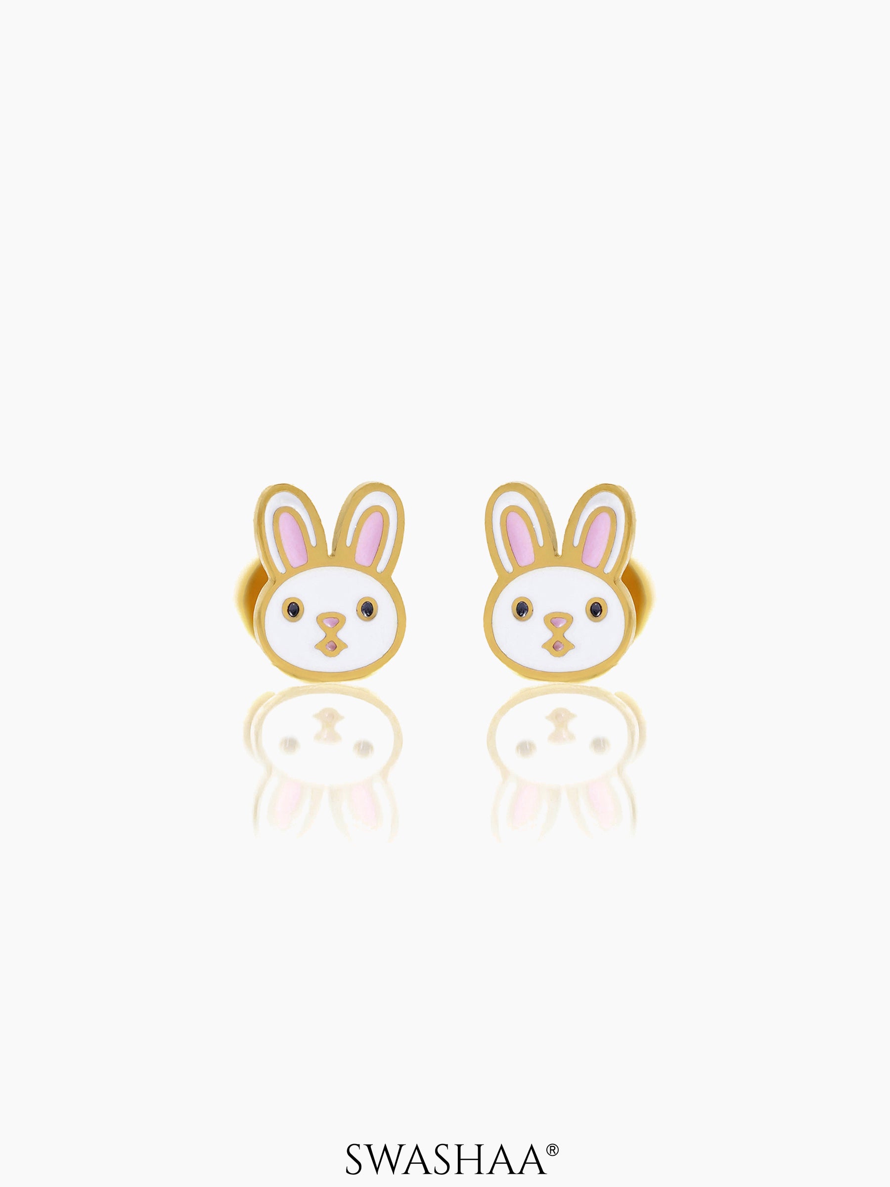 Mini Rabbit Face18K Gold Plated Kid's Earrings