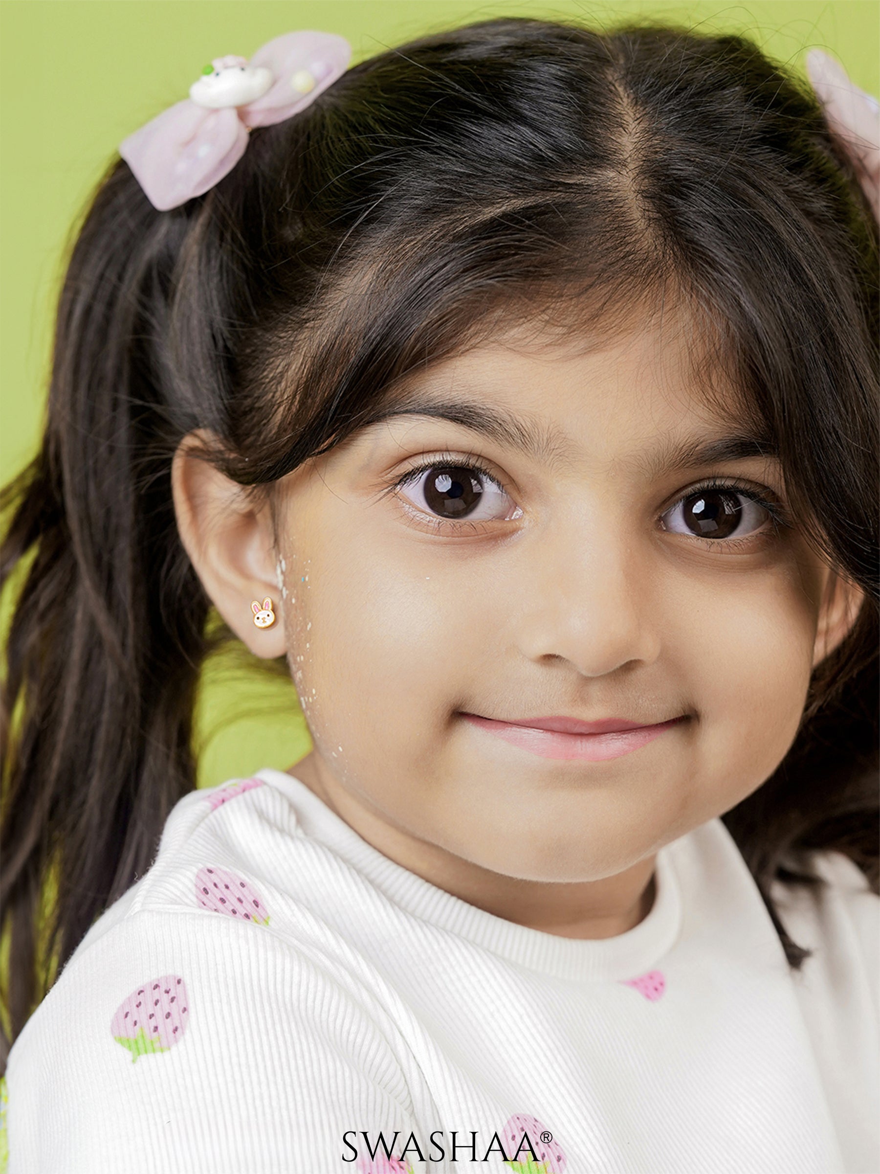 Mini Rabbit Face18K Gold Plated Kid's Earrings