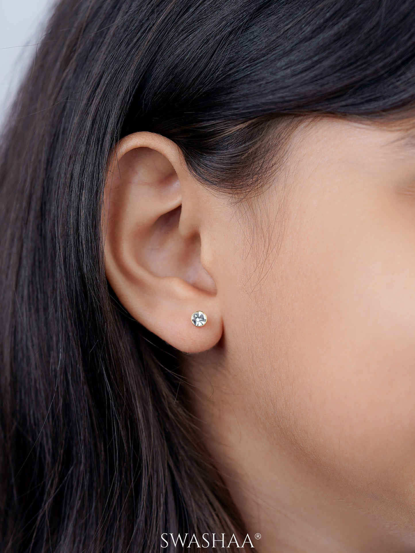 Mini Solitaire 4MM 18K Gold Plated Kid's Stud Earrings