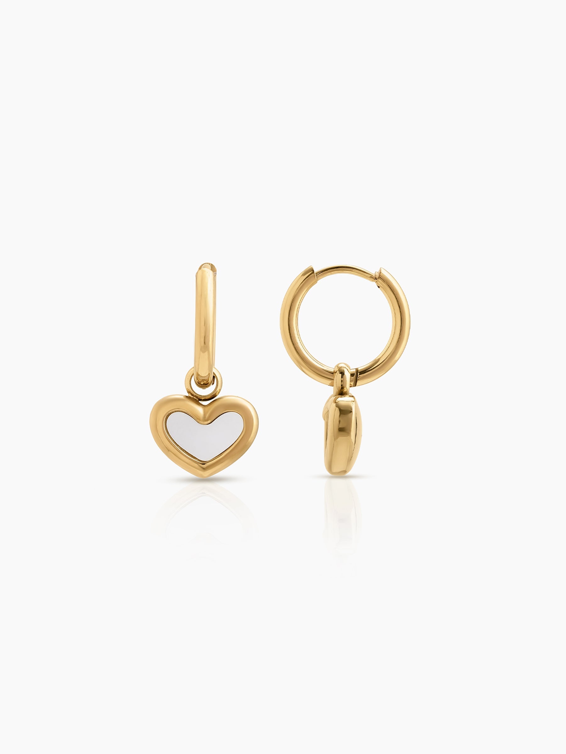 Mirenza Heart 18K Gold Plated Hoop Earrings Gold