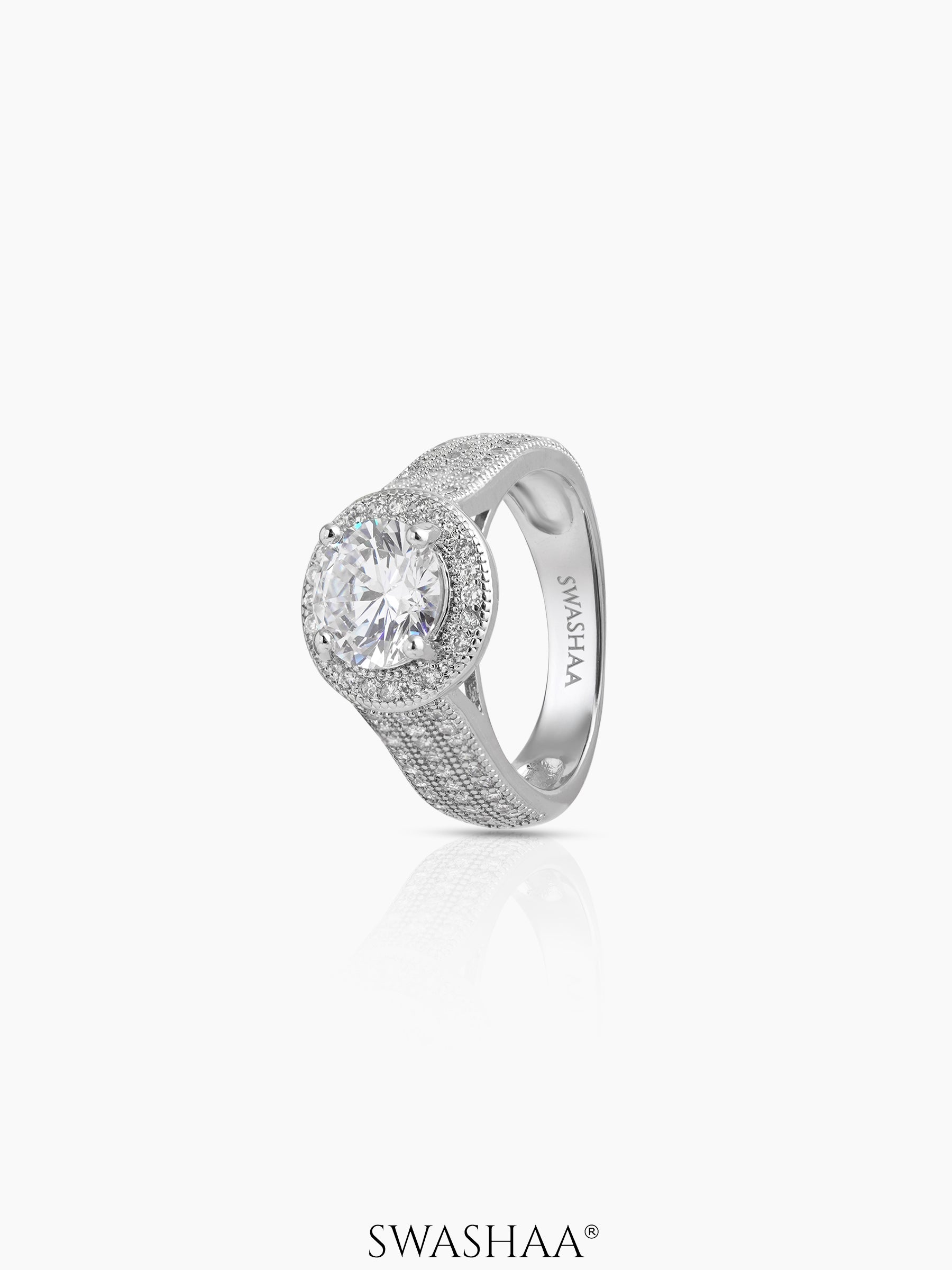 Mirra Round Solitaire Ring Silver