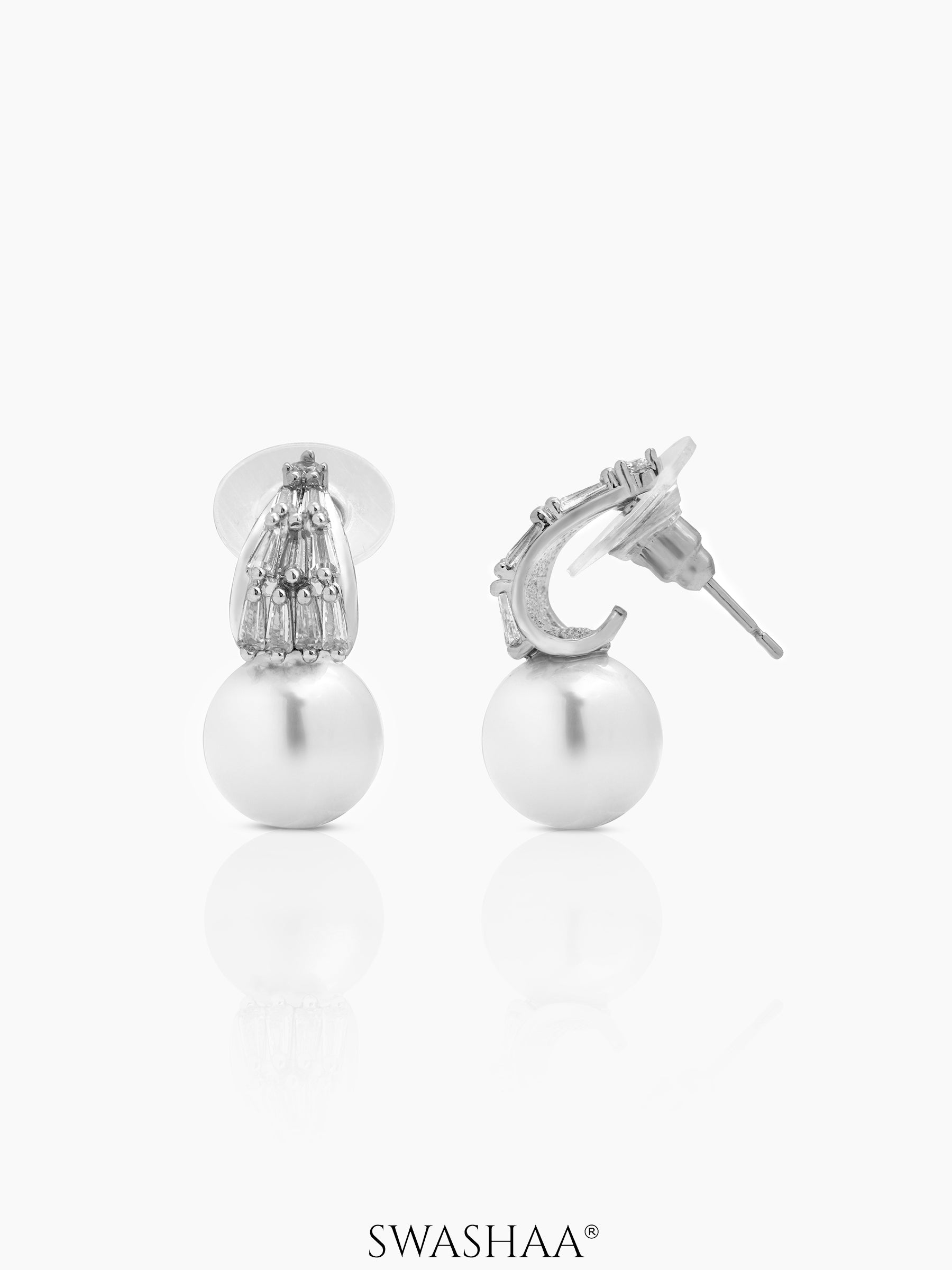 Molly Dome Pearl Earrings Silver