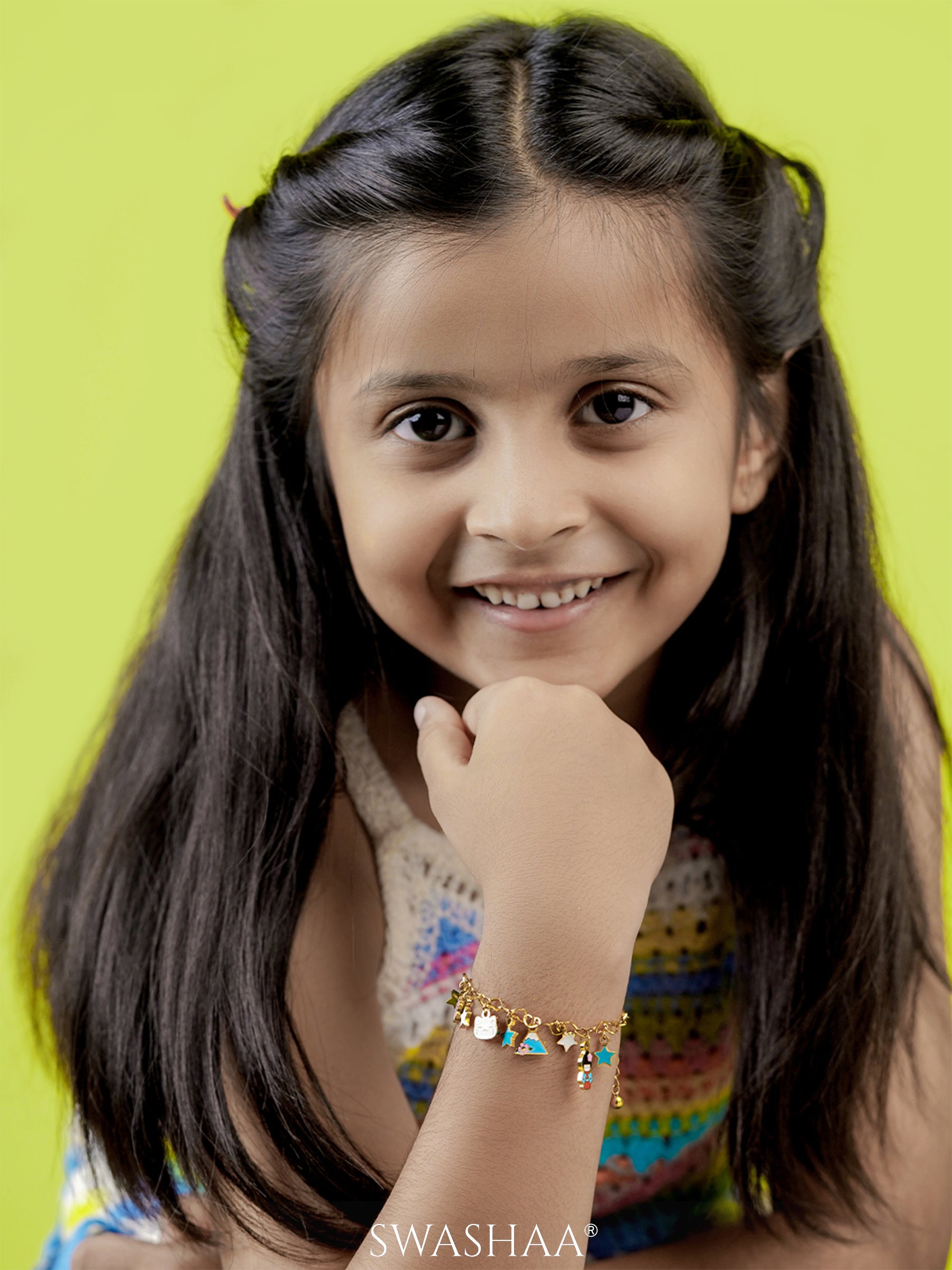 Monday Blues Charms 18K Gold Plated Kid's Bracelet