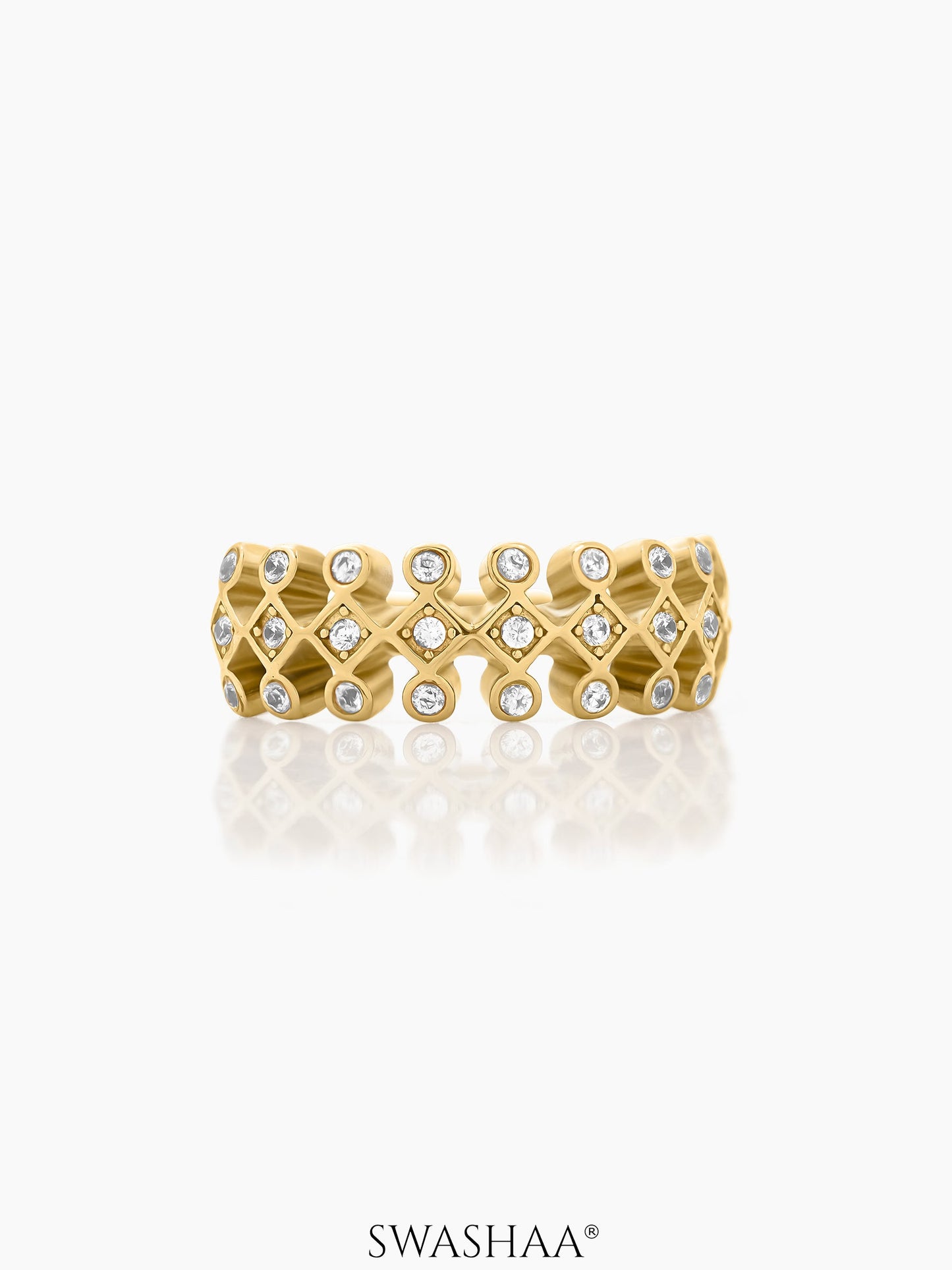 Naima Lattice Diamond 18K Gold Plated Ring