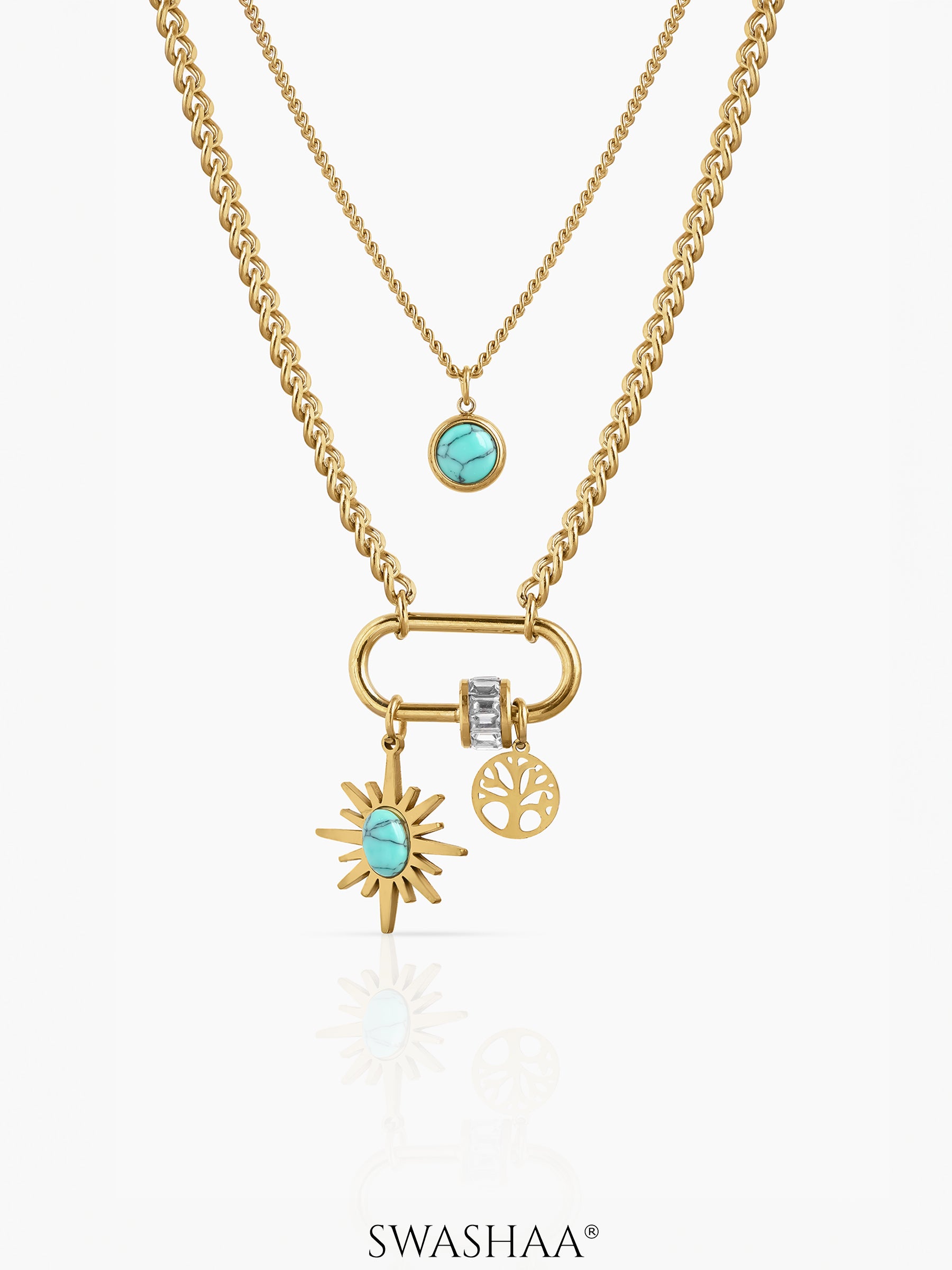 Nara Charms Layered Necklace 18K Gold Plated