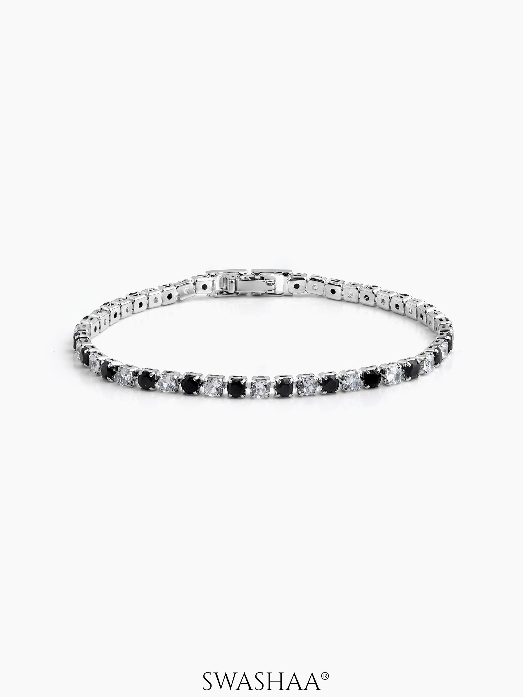 Navera Diamond Tennis Women's Bracelet Black - Silver