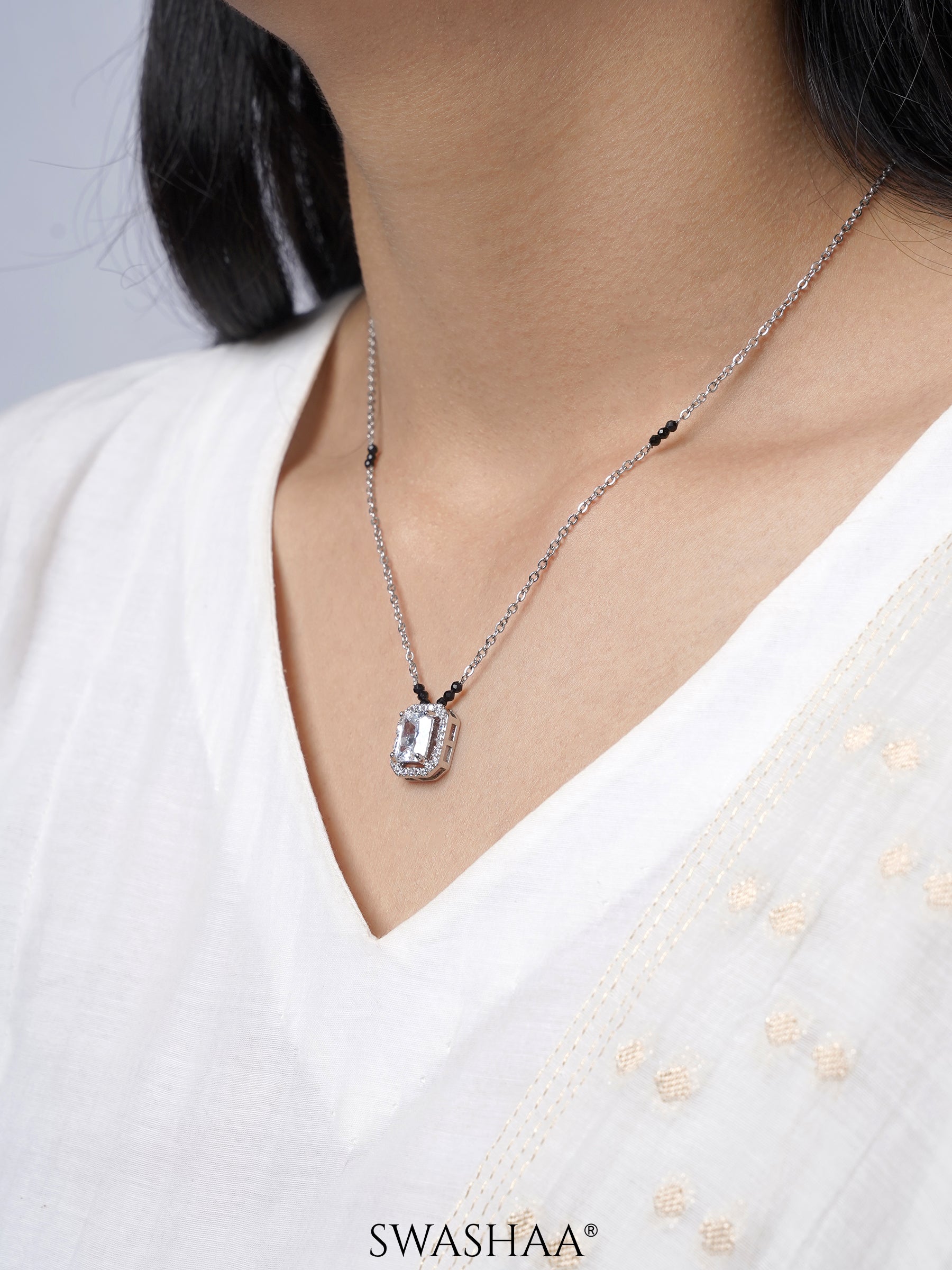 Nayaa Solitaire Silver Mangalsutra
