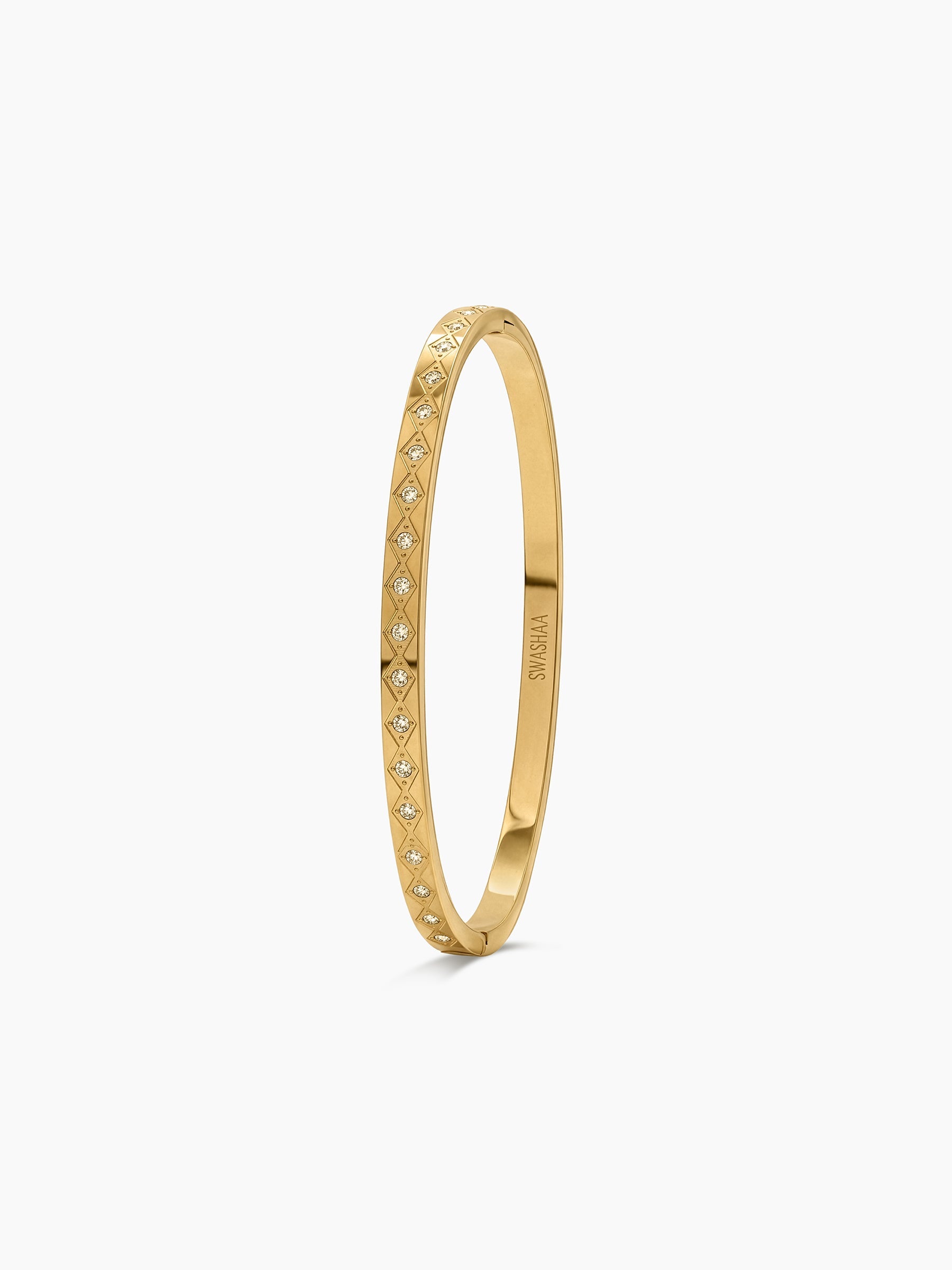 Loriva Geometric Diamond 18K Gold Plated Band Bracelet Gold