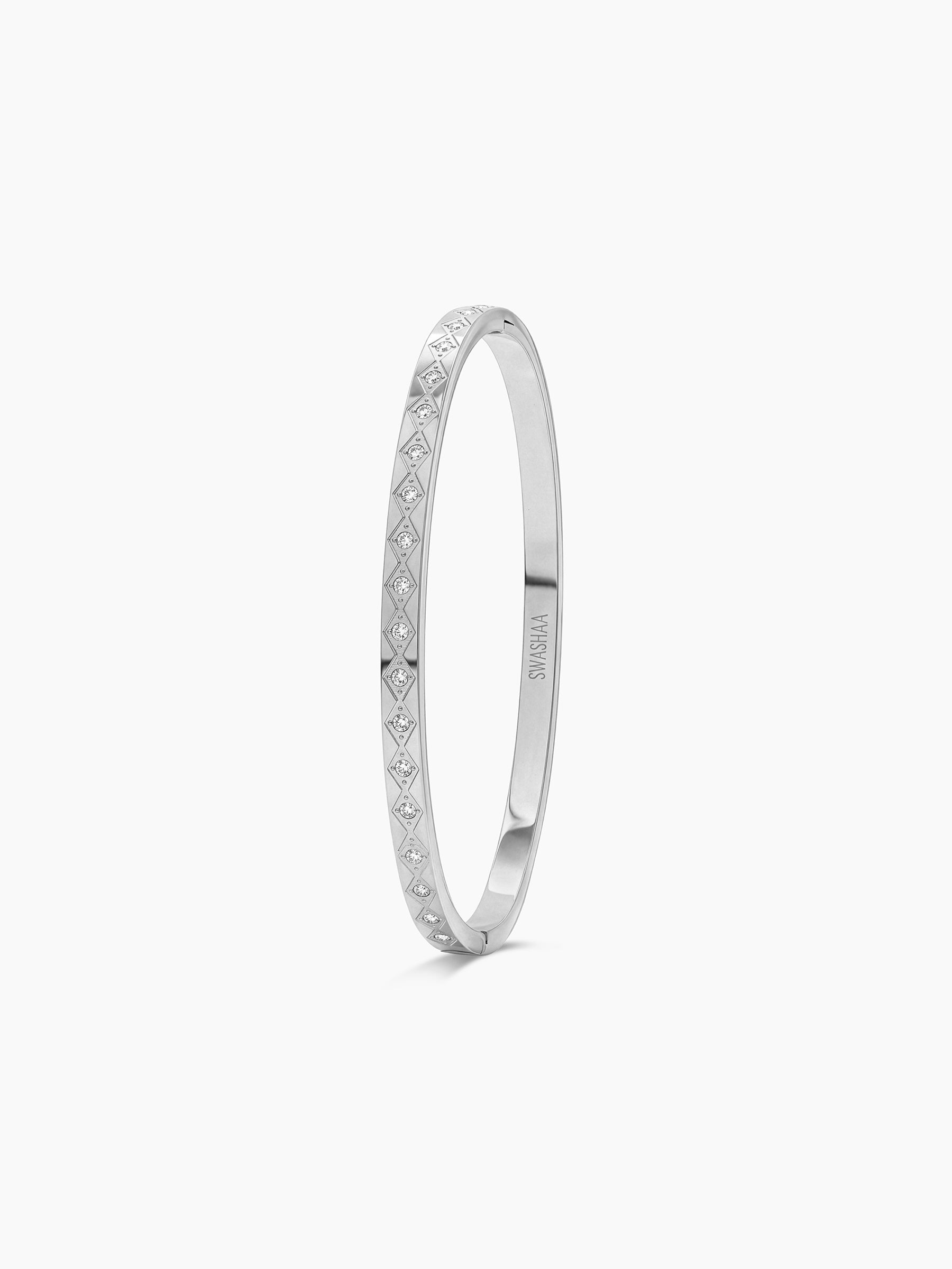 Loriva Geometric Diamond Silver Band Bracelet Silver