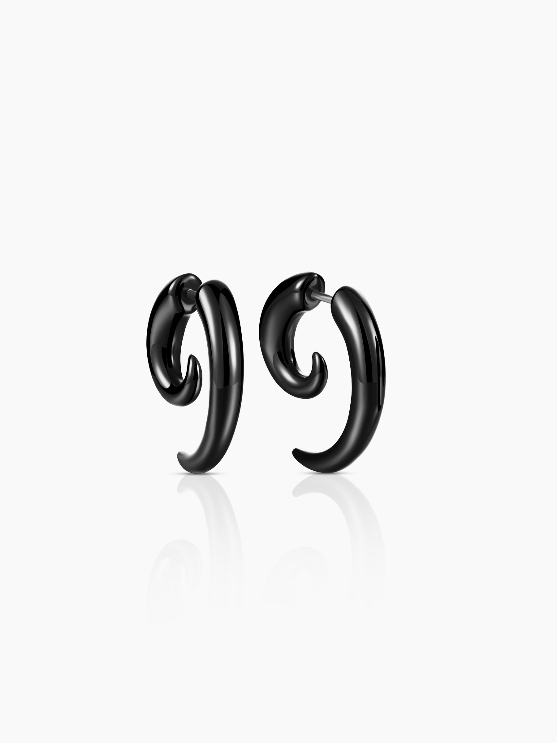 Nero Black Curved Men's Stud Earrings Black