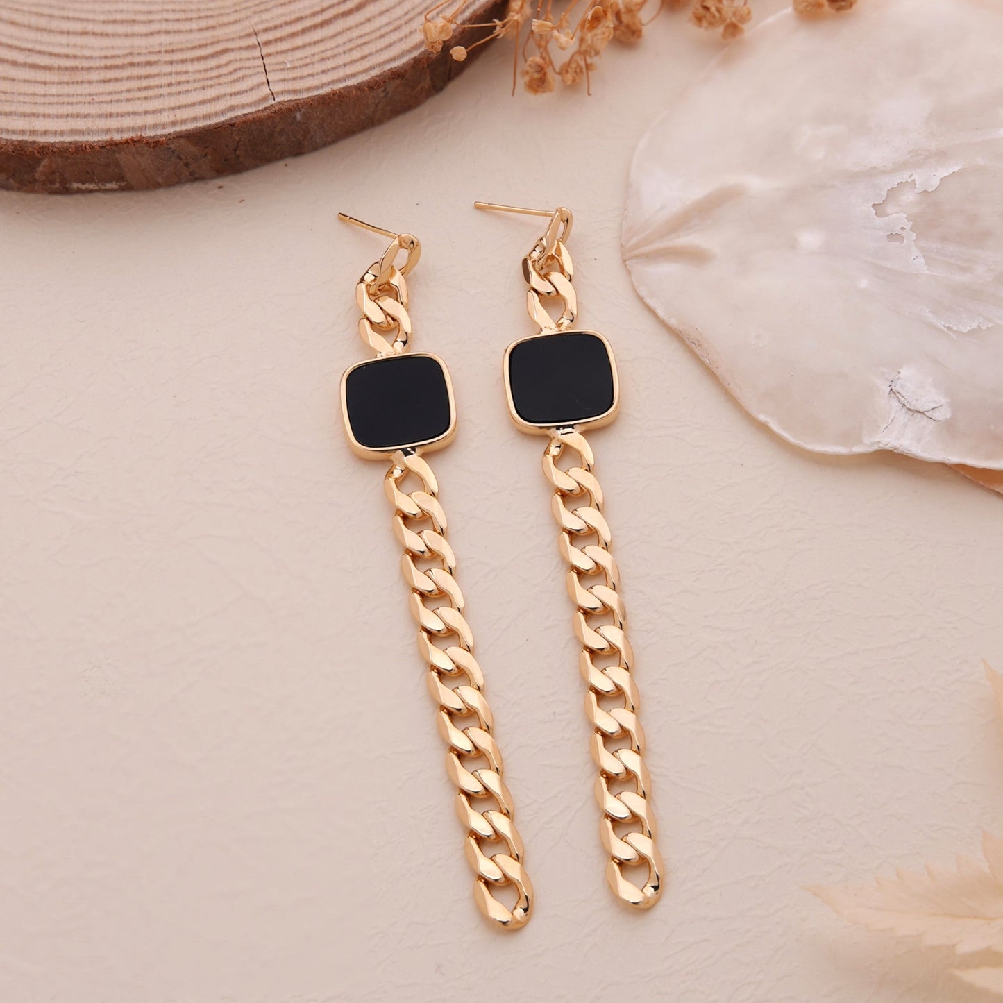 Nichole Chain 18K Gold Plated Earrings