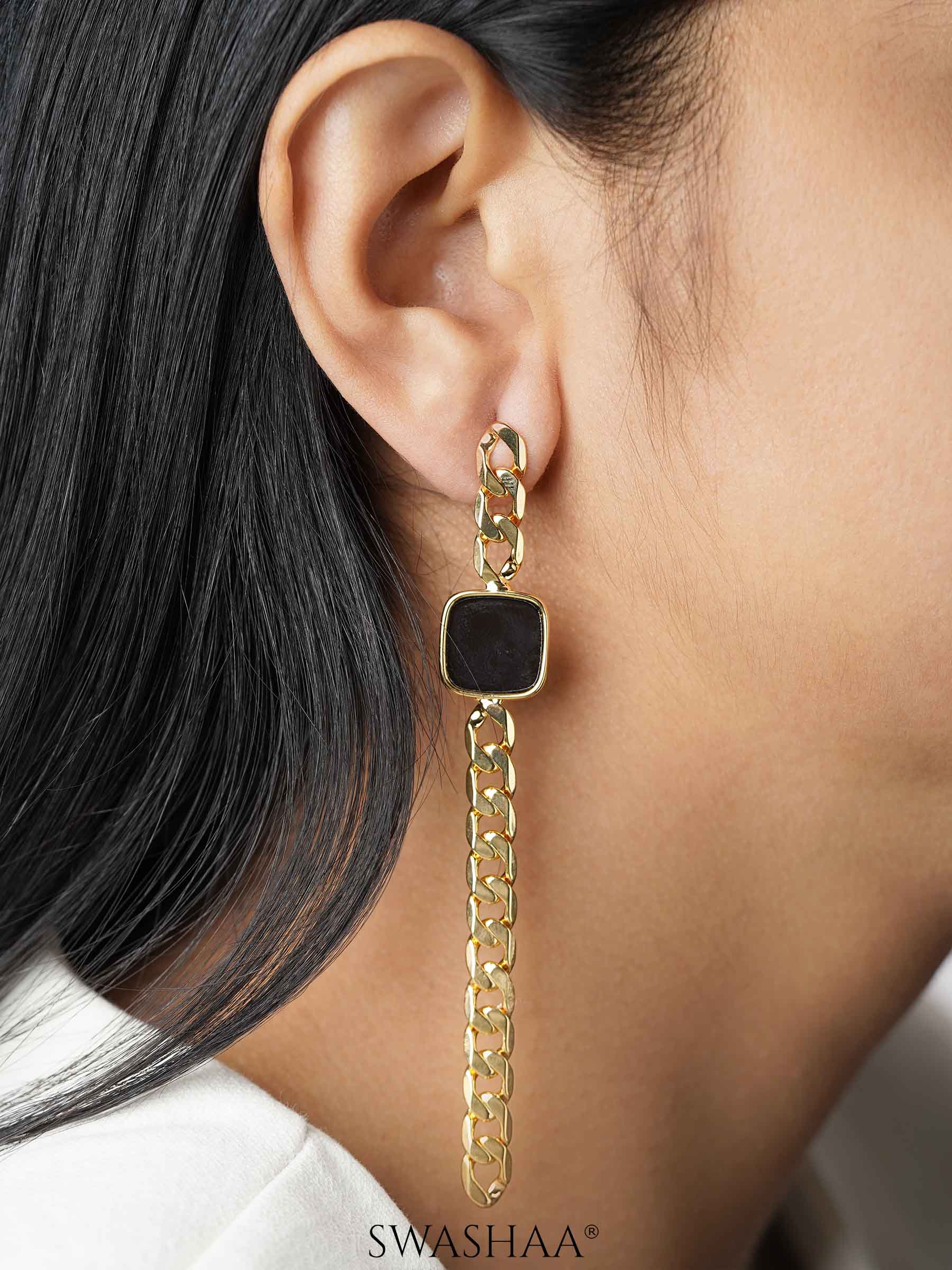 Nichole Chain 18K Gold Plated Earrings