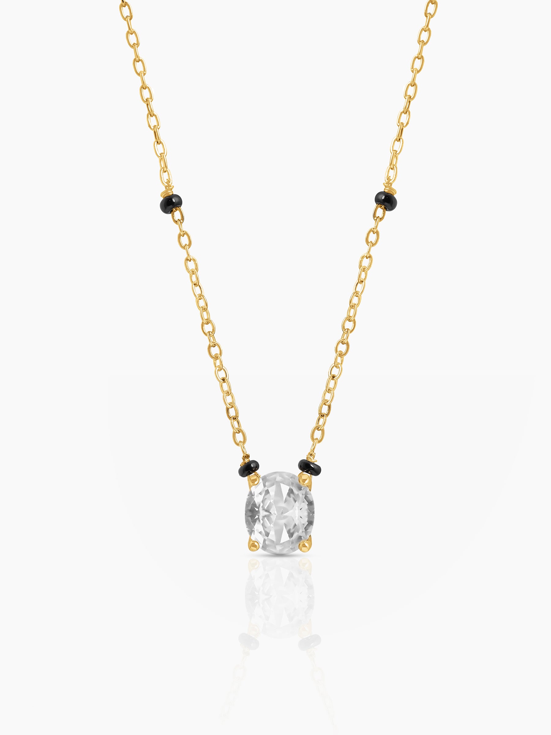 Nirvi Oval Solitaire 18K Gold Plated Mangalsutra Gold