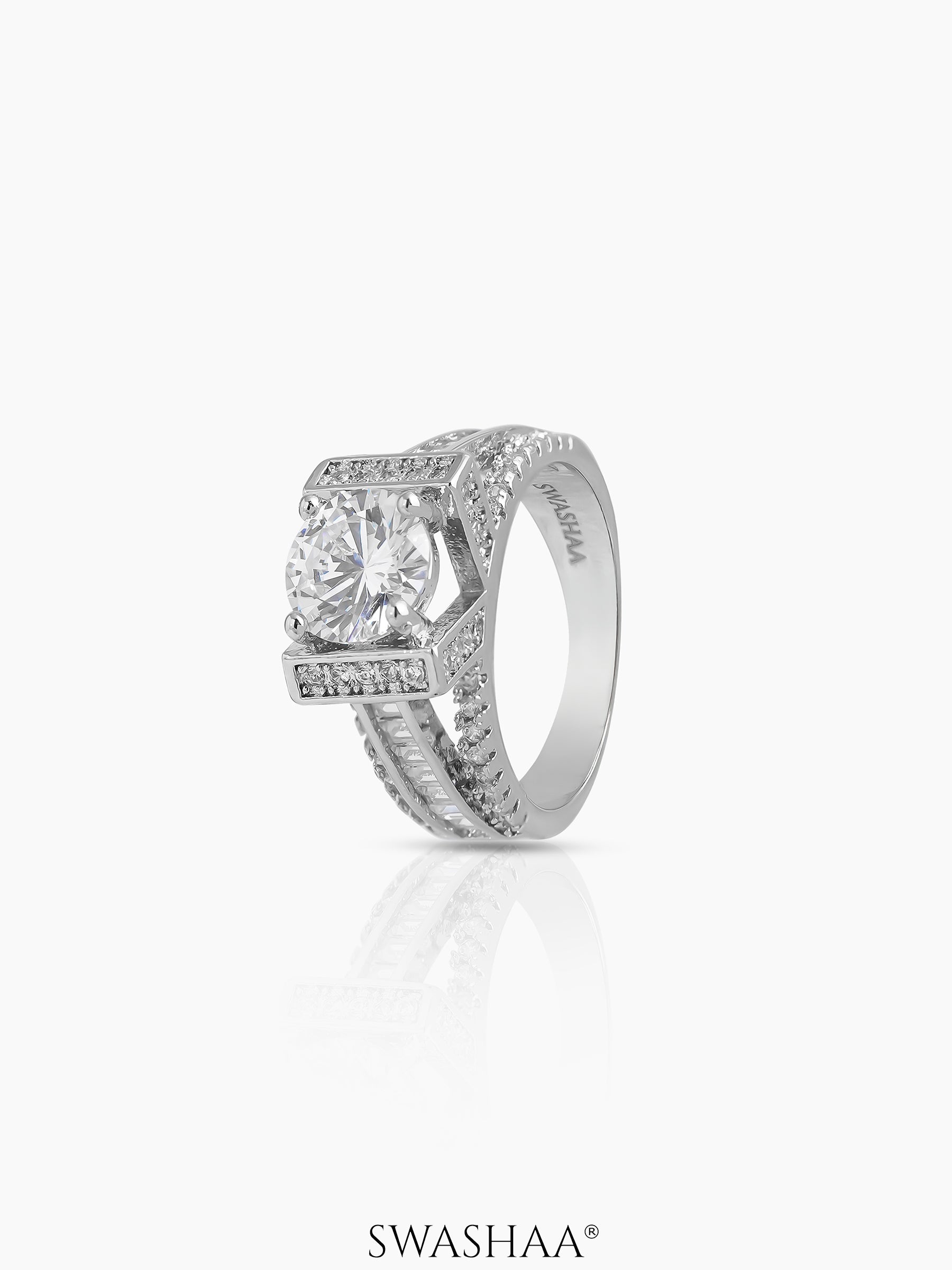 Noor Round Solitaire Ring Silver