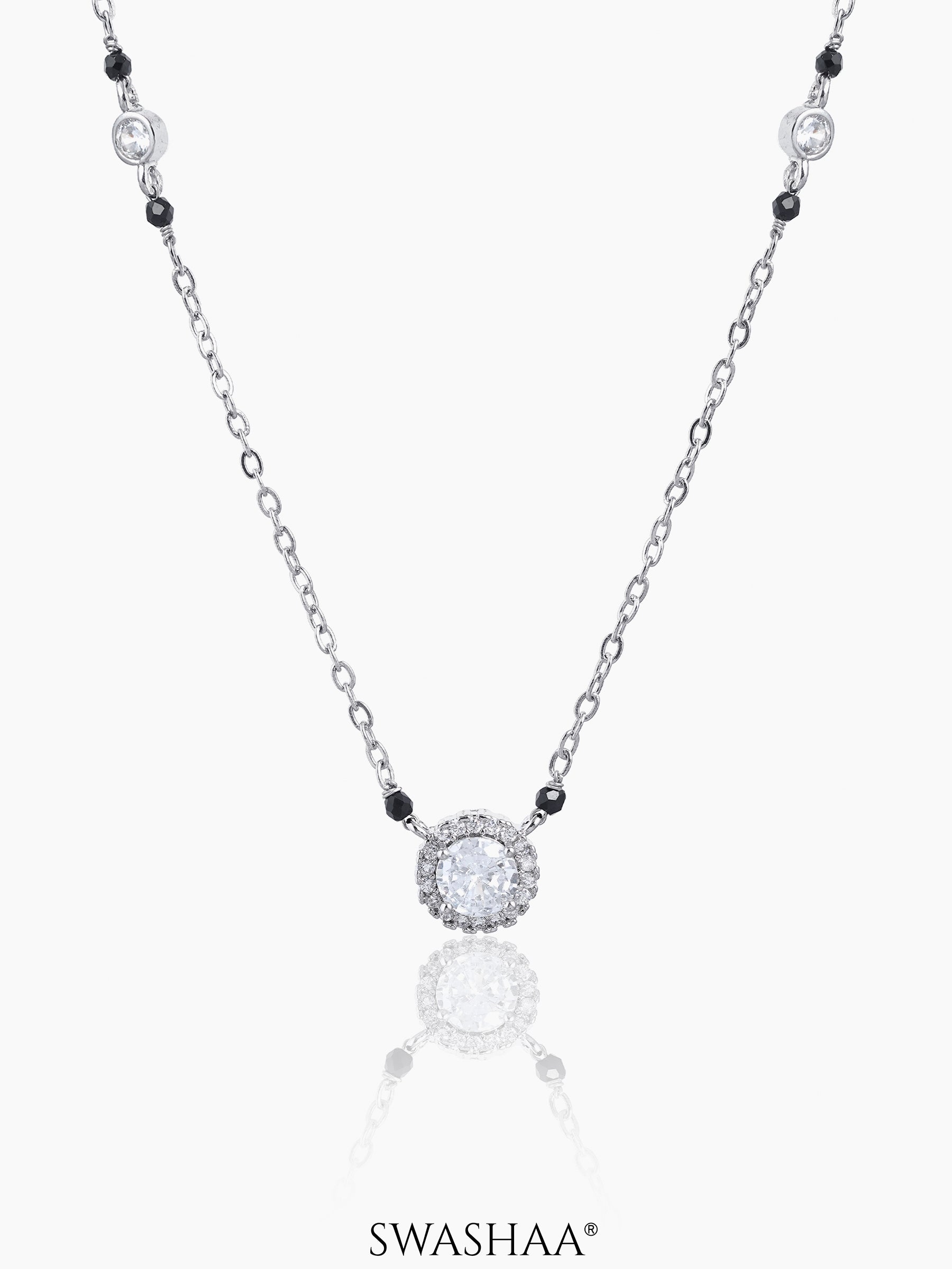 Nyra Solitaire Diamond Mangalsutra Silver