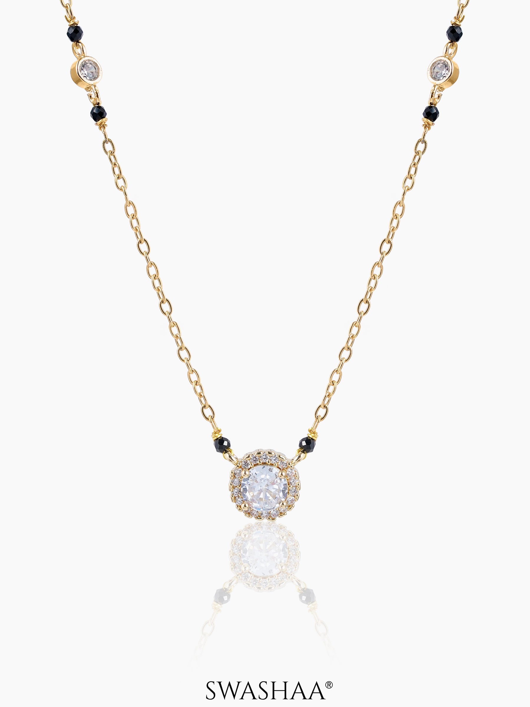 Nyra Solitaire Diamond Mangalsutra 18K Gold-Plated