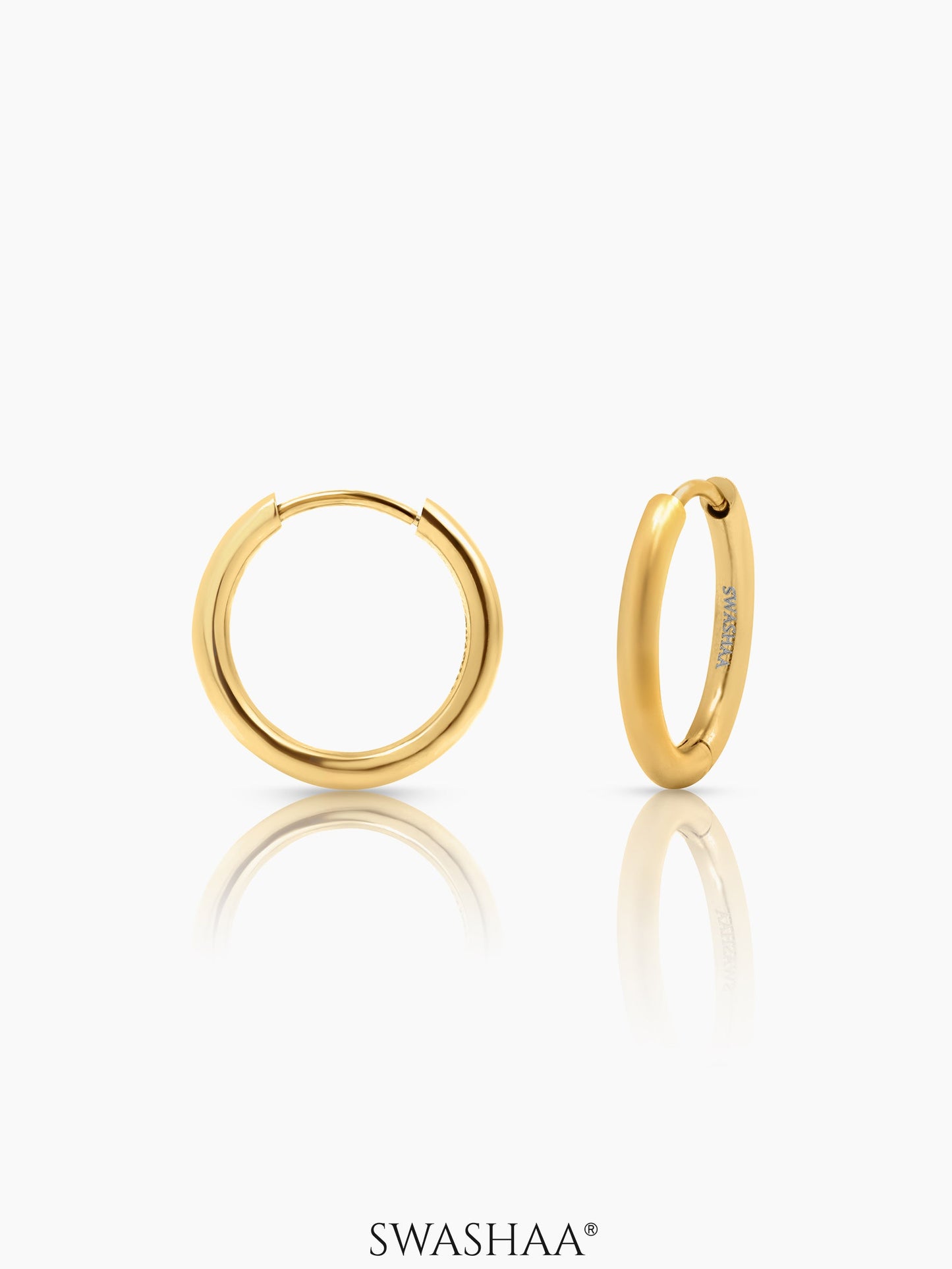 Nysa Solid 18K Gold Plated Women's Hoop Earrings 18K Gold Plated