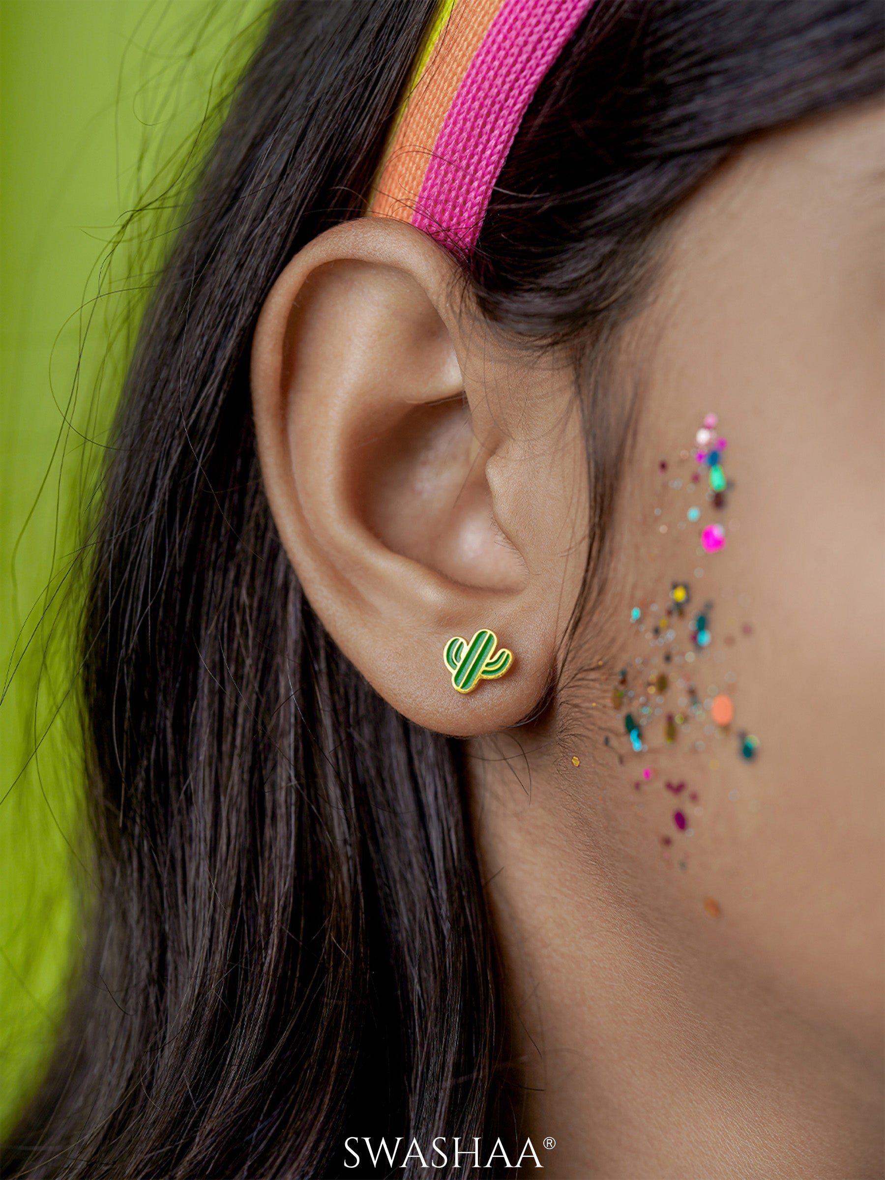 Oh Cactus 18K Gold Plated Kid's Earrings