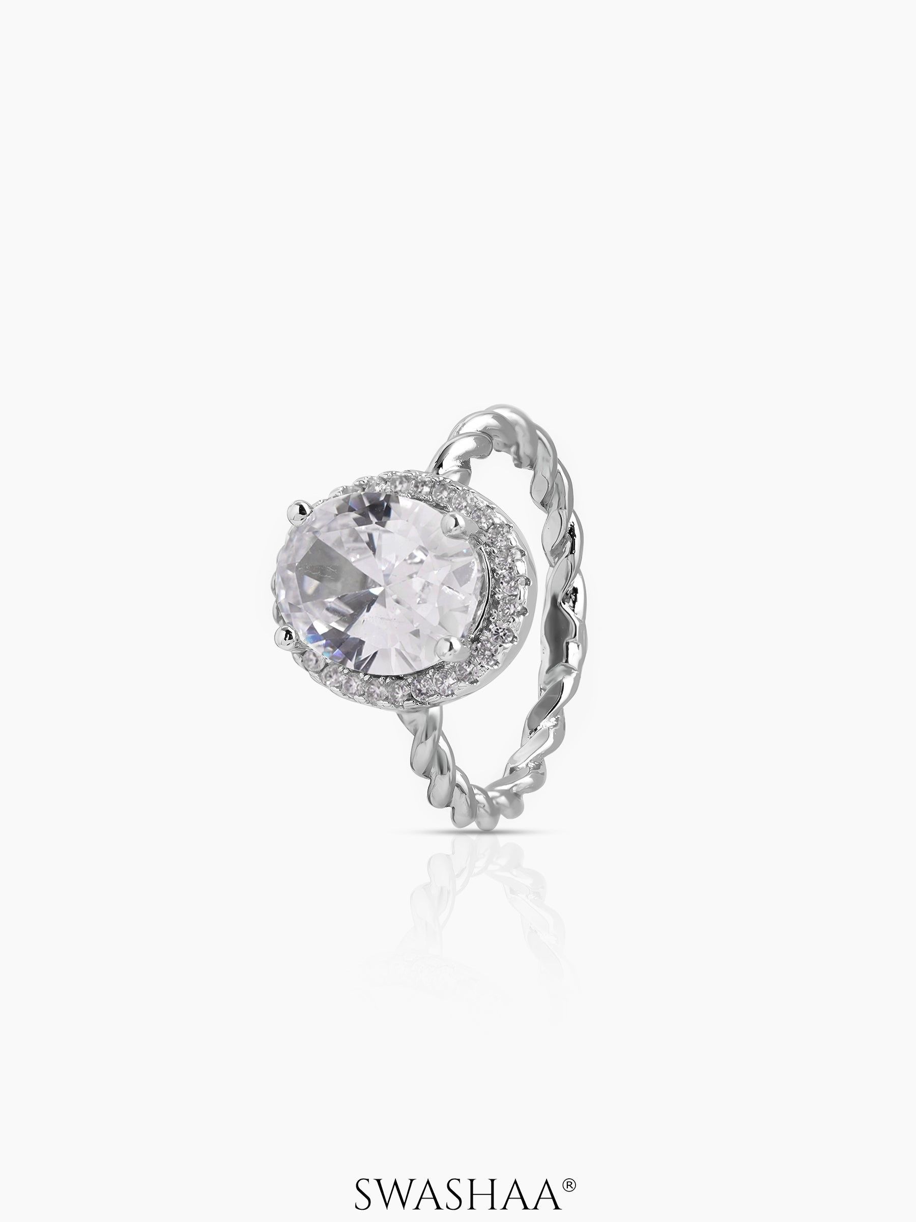 Opaline Solitaire Ring Silver