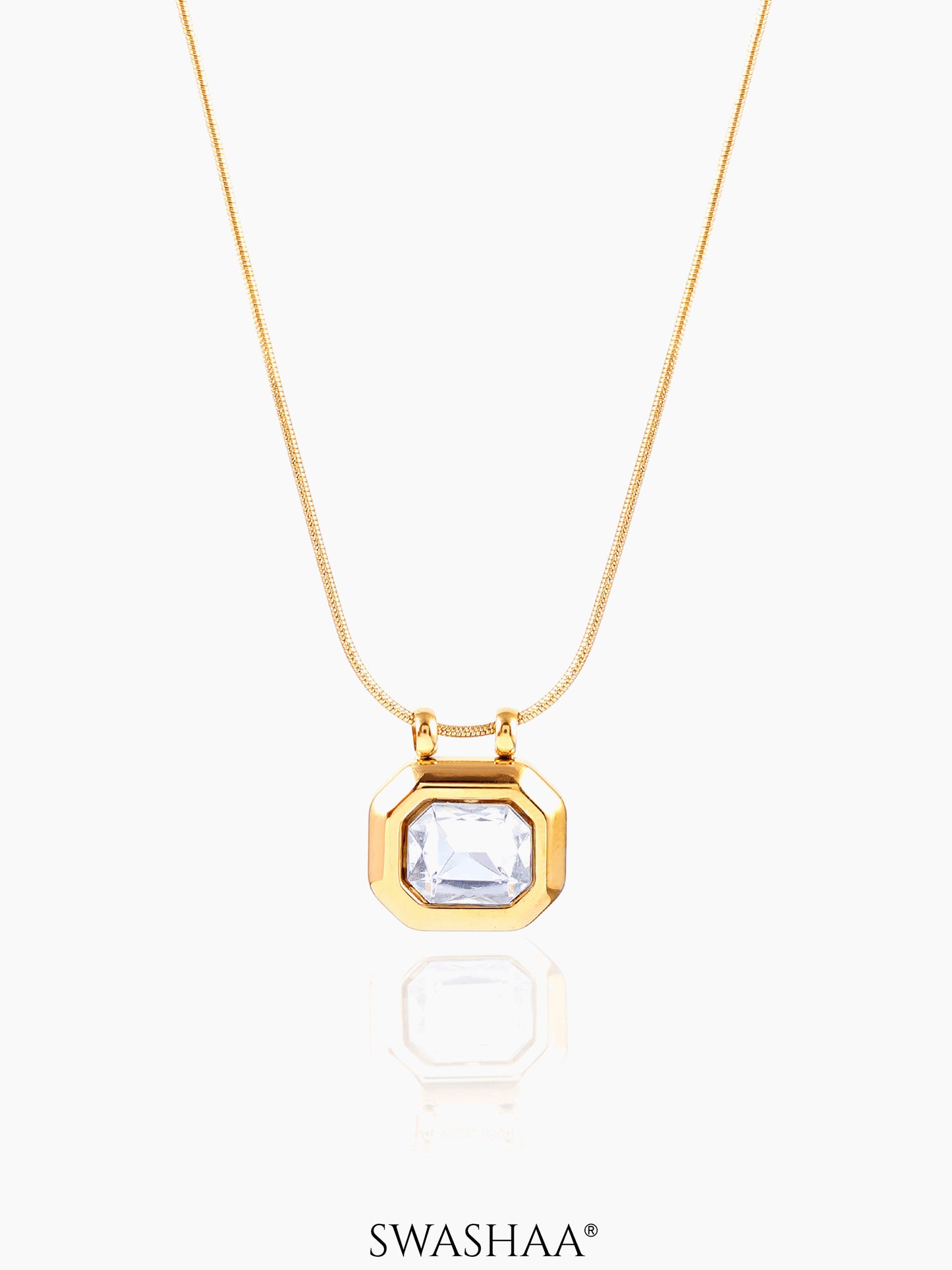 Opulent Solitaire 18K Gold Plated Necklace Gold