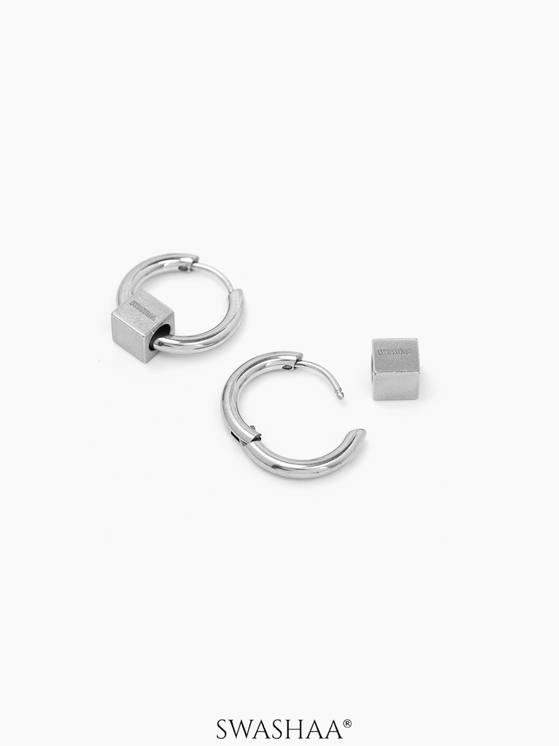 Orin Cube Charm Men's Hoop Earrings