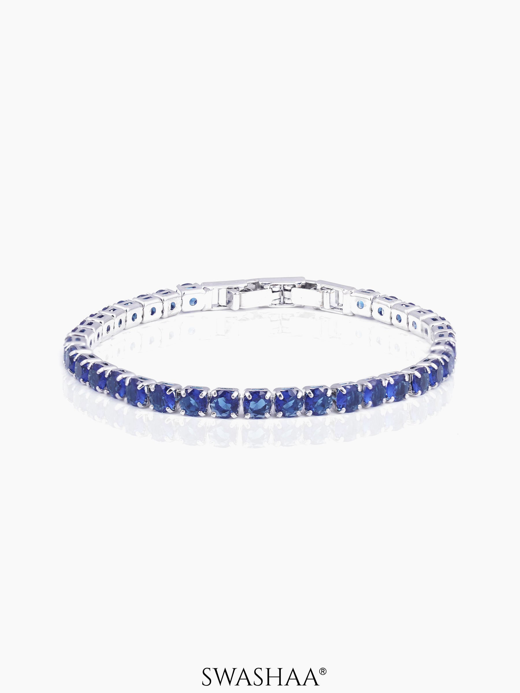 Orion Diamond Women's Bracelet Blue Silver 4MM