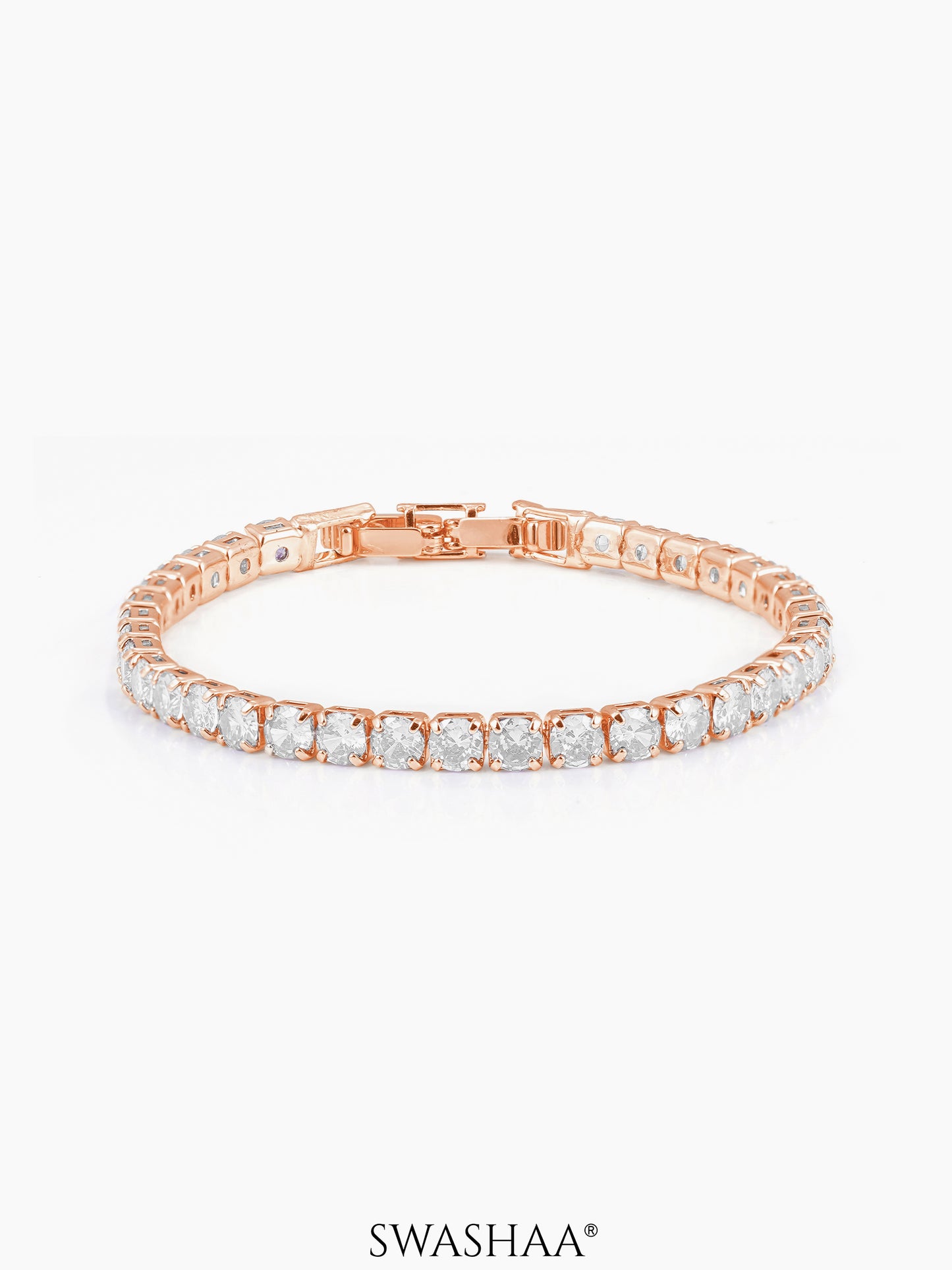 Orion Diamond Women's Bracelet White Rosegold Plated 4MM