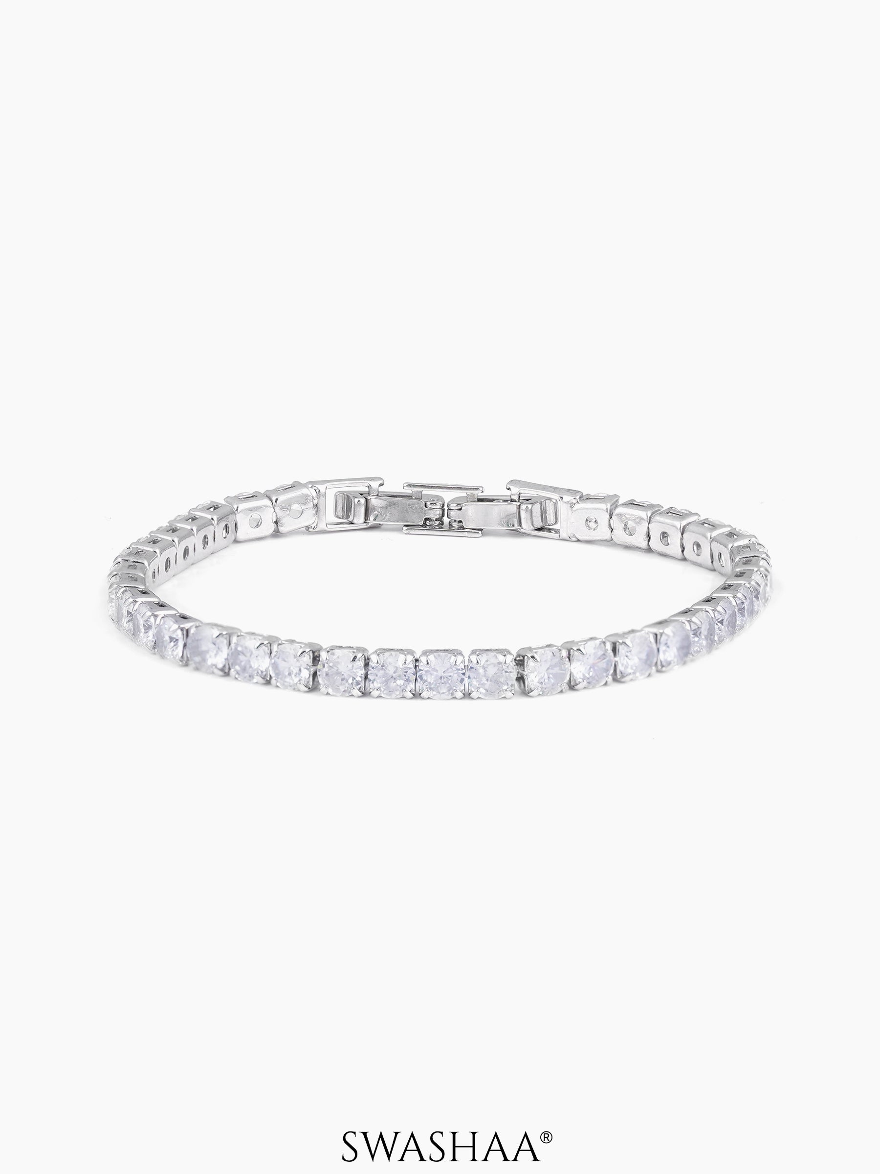 Orion Diamond Women's Bracelet White Silver 4MM