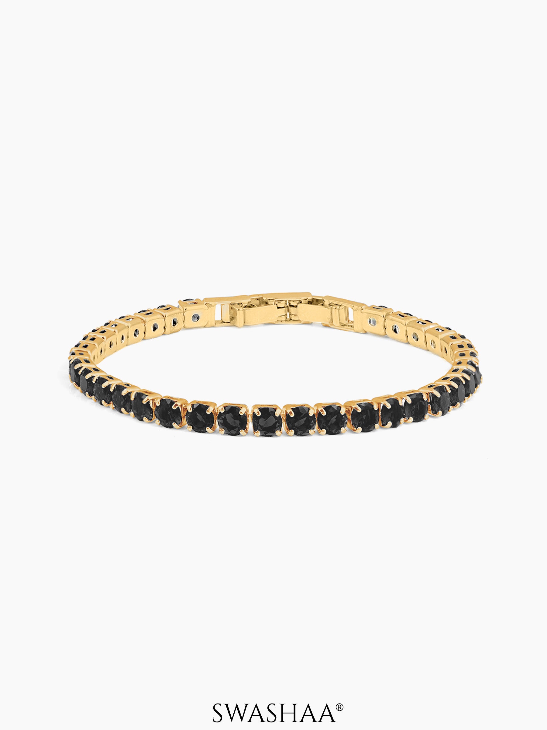 Orion Diamond Men's Bracelet Black- 18K Gold Plated 4MM 7"