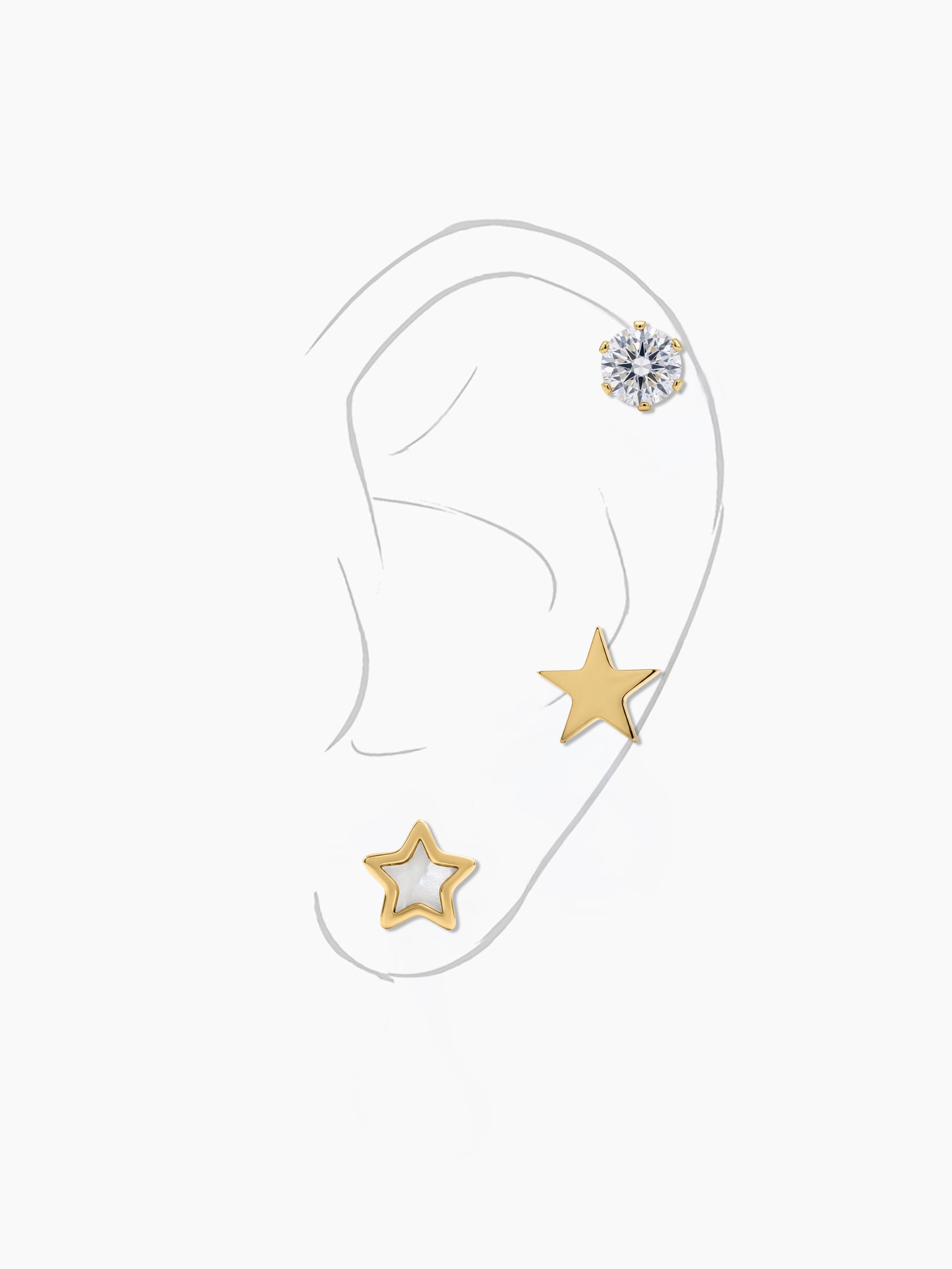 Orlena Star 18K Gold Plated Women's Earrings Set Gold