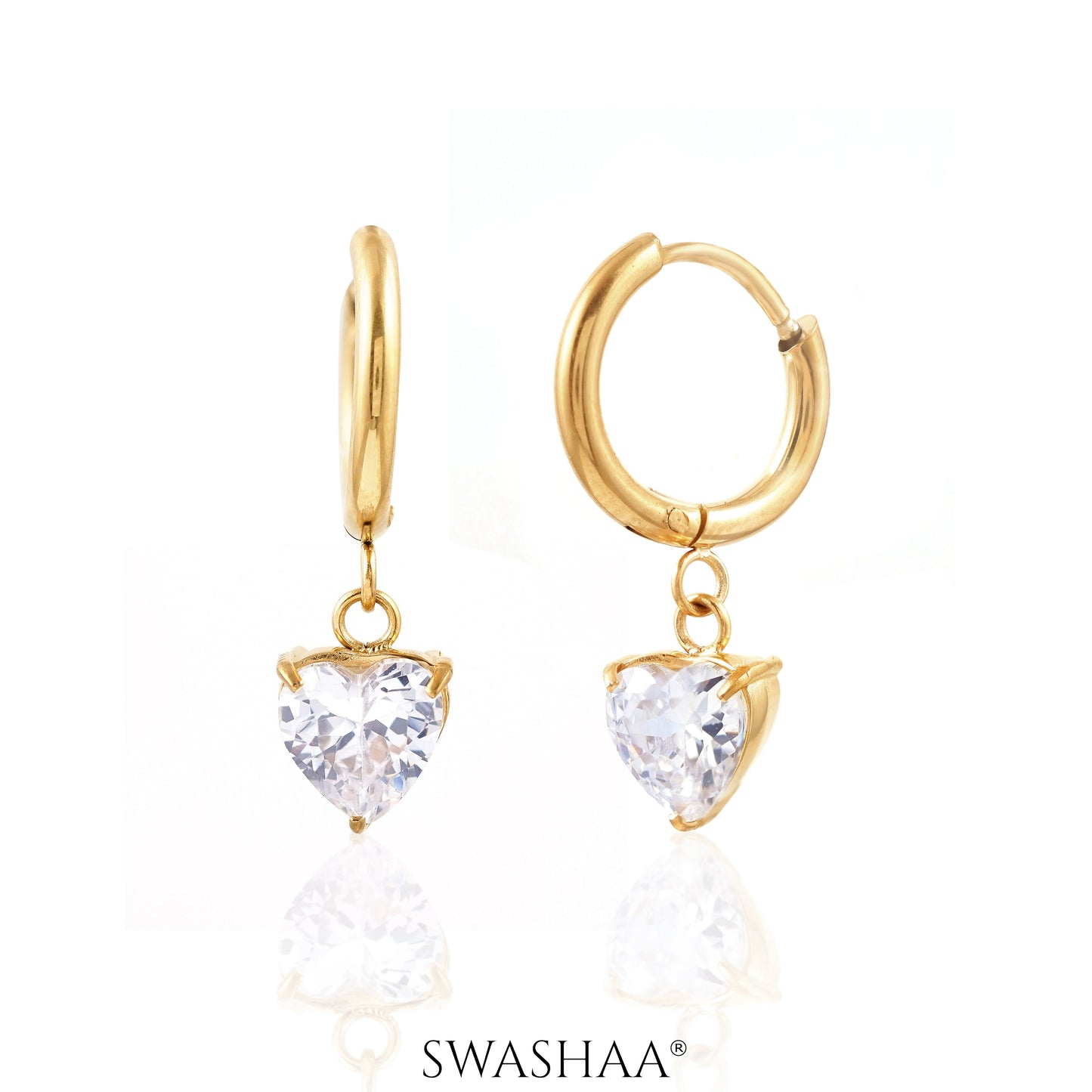 Vera Solitaire 18K Gold Plated Hoop Earrings