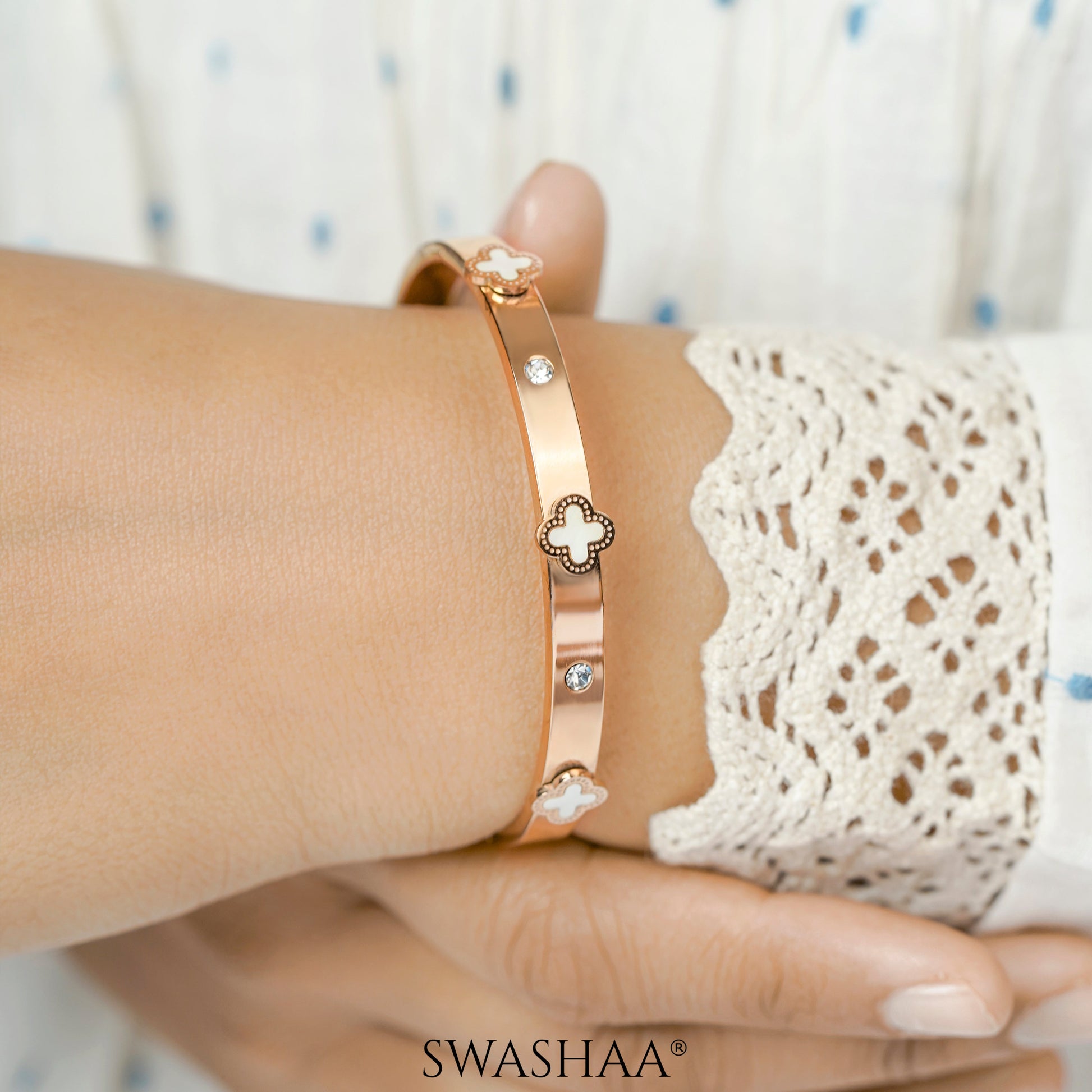 Delilah Clover Bracelet Rosegold Plated