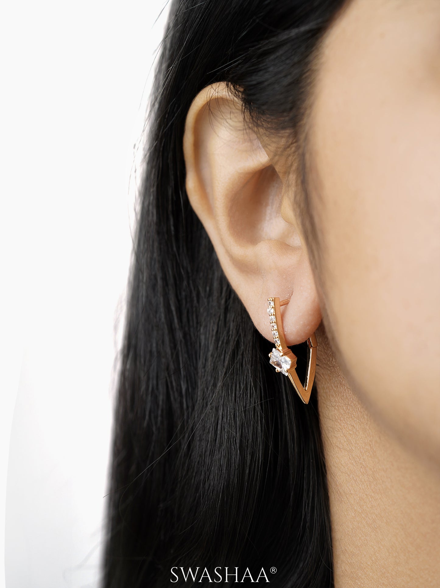 Patricia Solitaire Rosegold Plated Hoop Earrings
