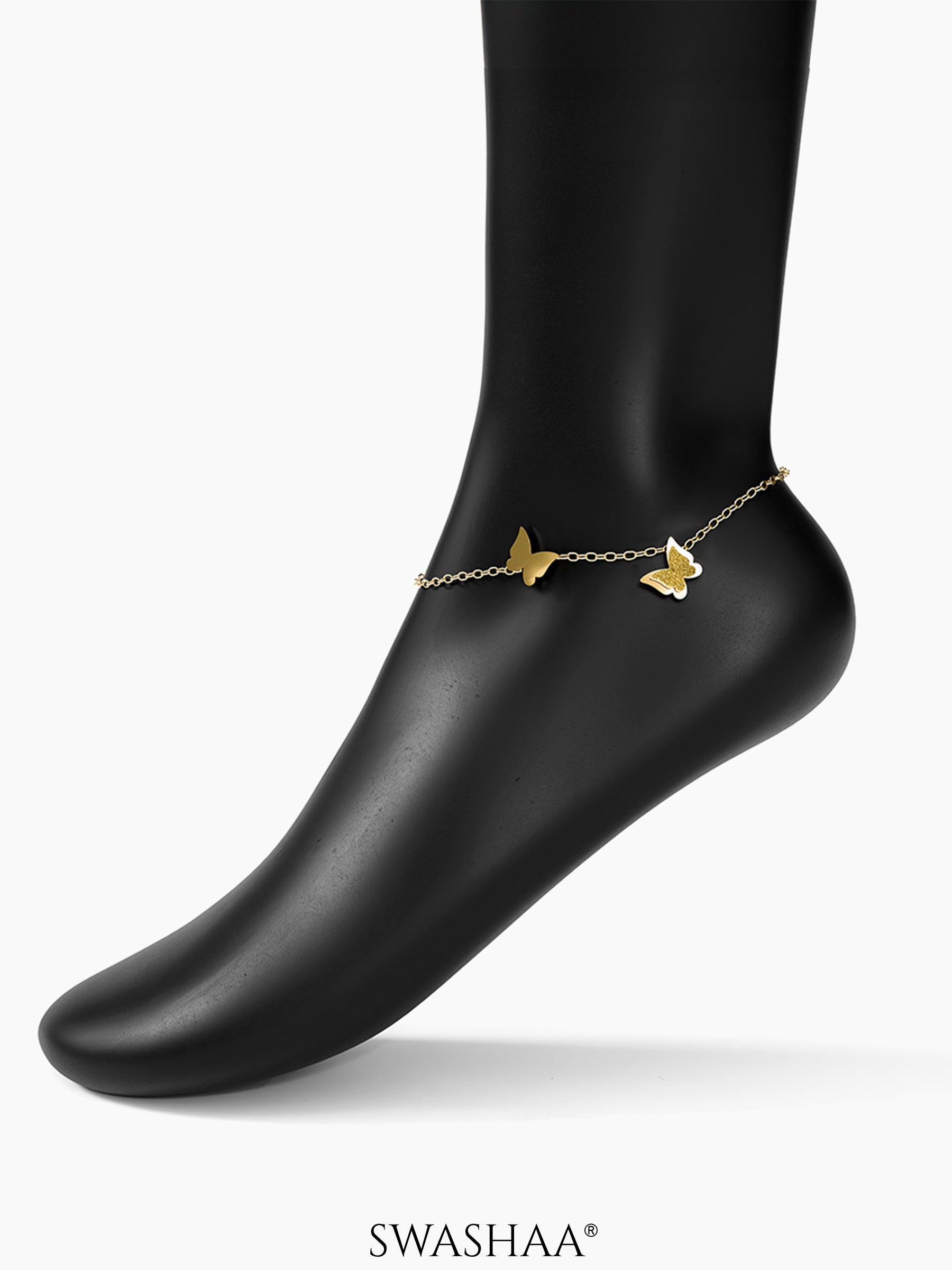 Pierid Butterfly 18K Gold Plated Women's Anklet