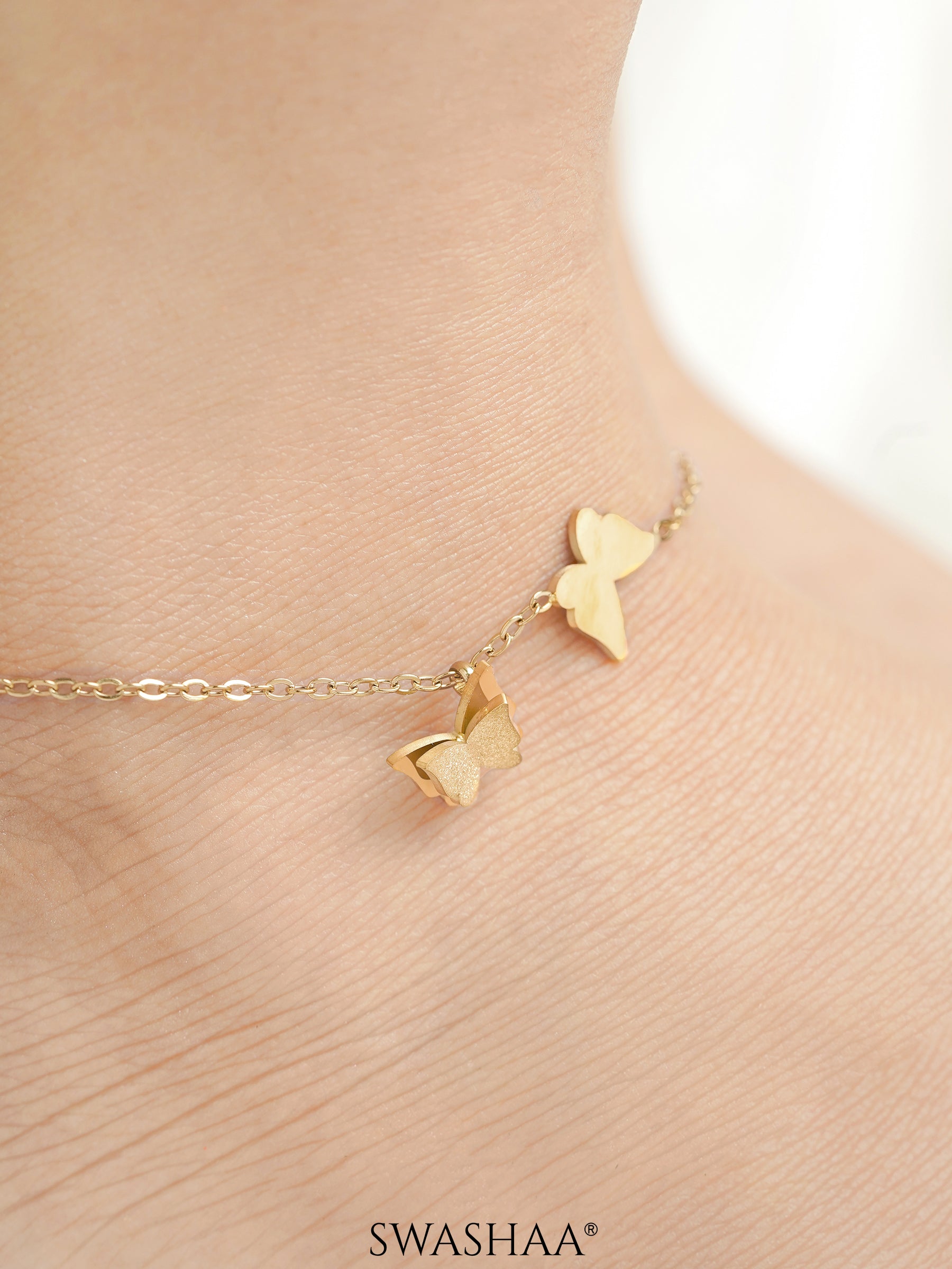 Pierid Butterfly 18K Gold Plated Women's Anklet