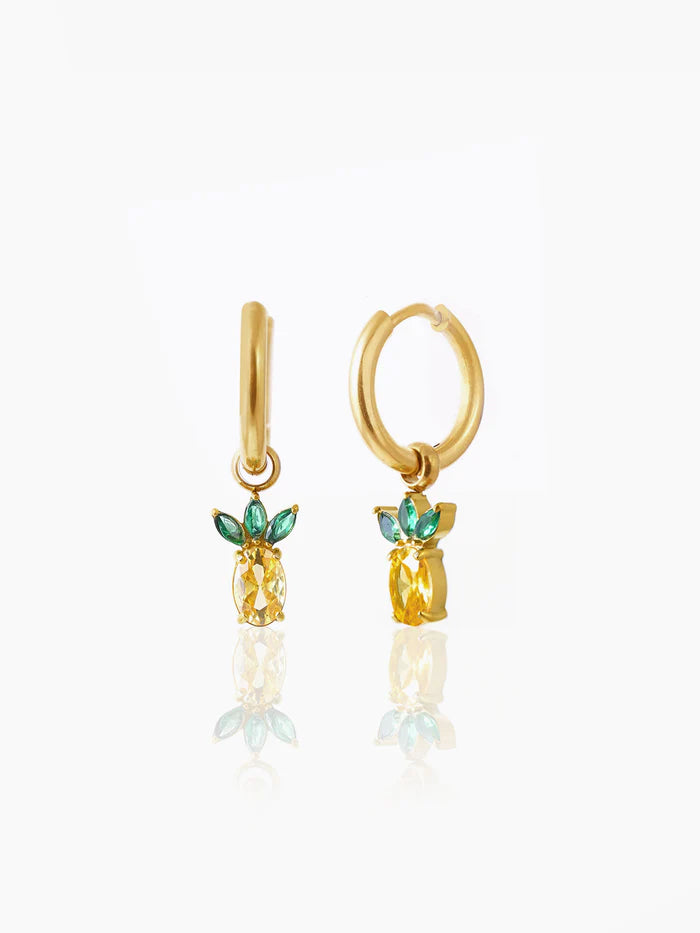 Pineapple 18K Gold Plated Kid's Hoops Earrings Gold